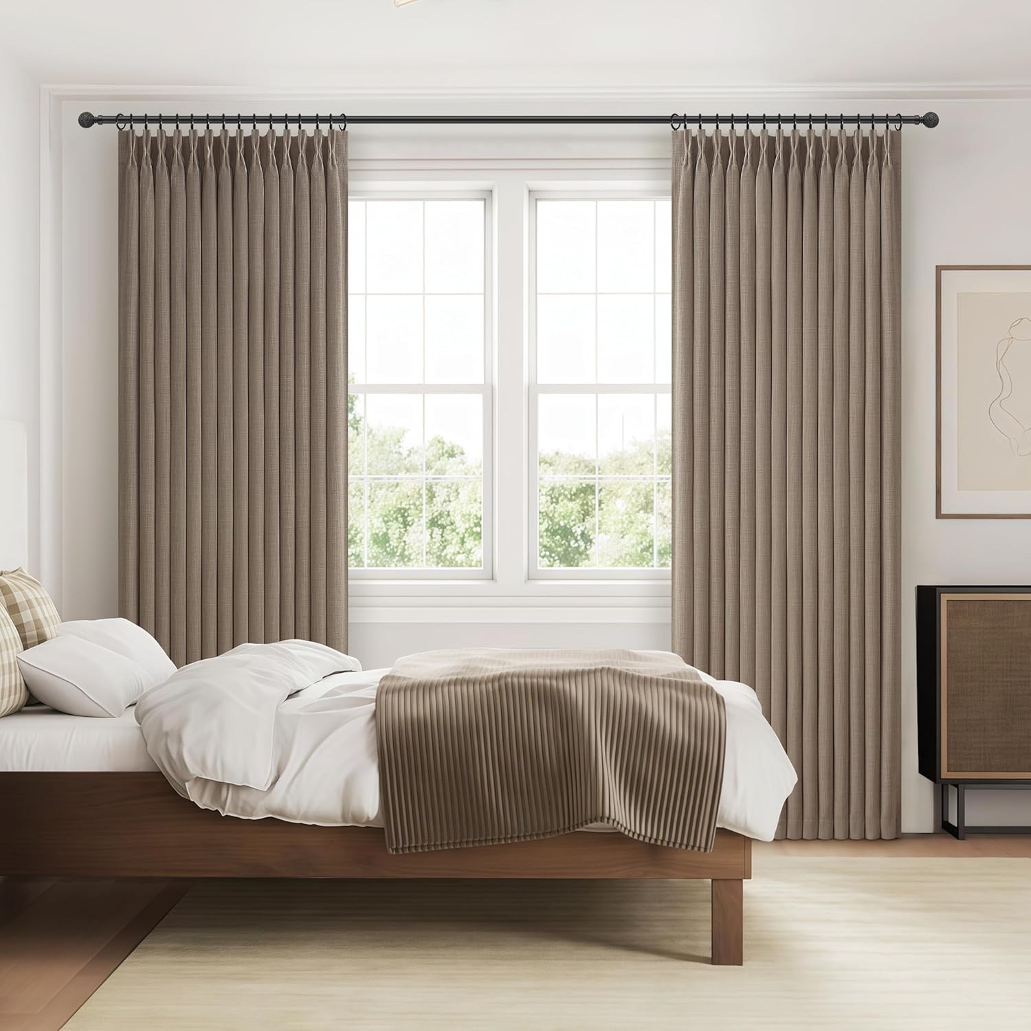 40 x 102 2 Panels PleatedDrapes Linen Pinch Pleated Thick Blackout Curtains C241