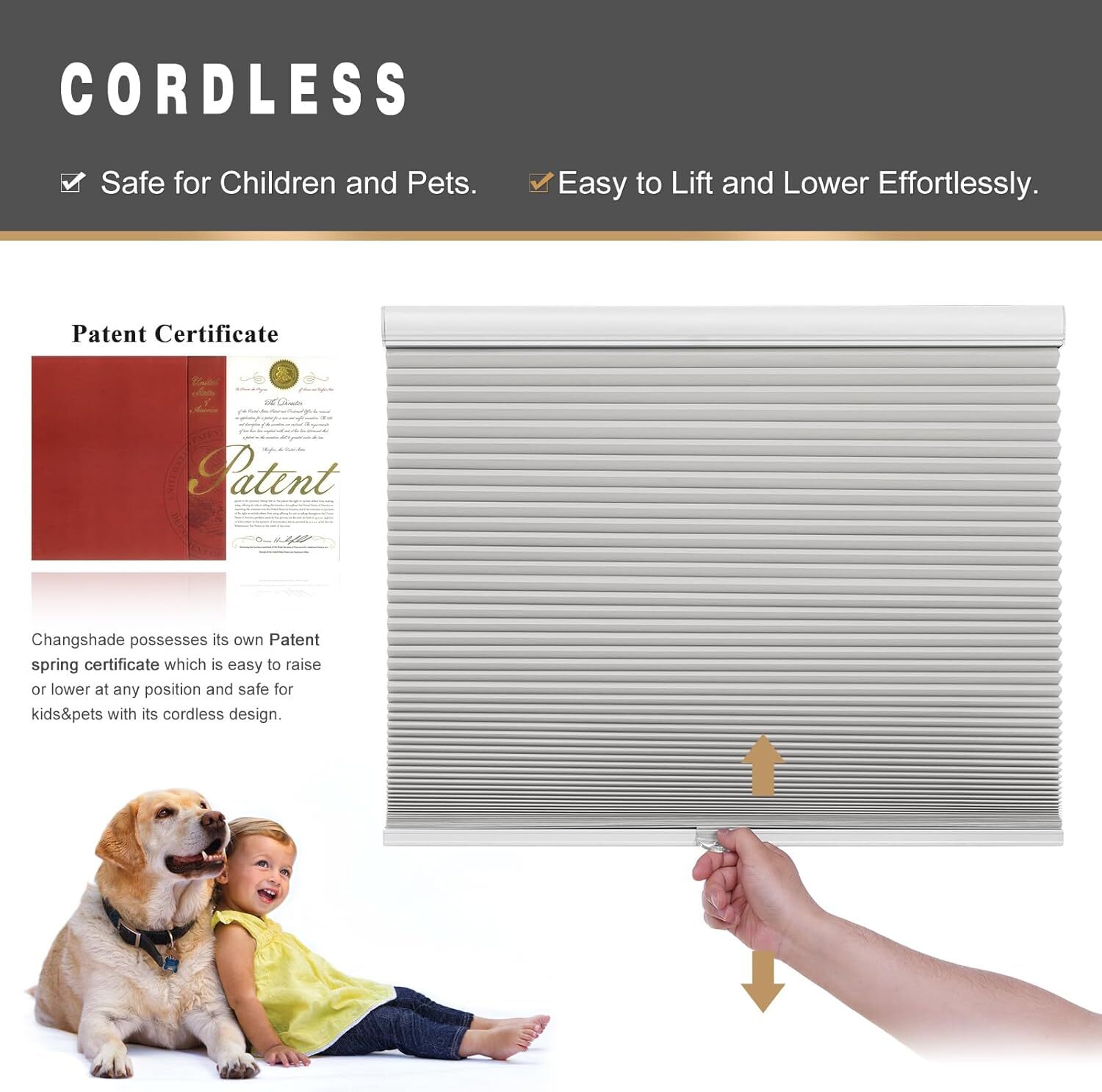 Changshade CUSTOM Made Blackout Cordless Honeycomb Cellular Shades Window Blinds