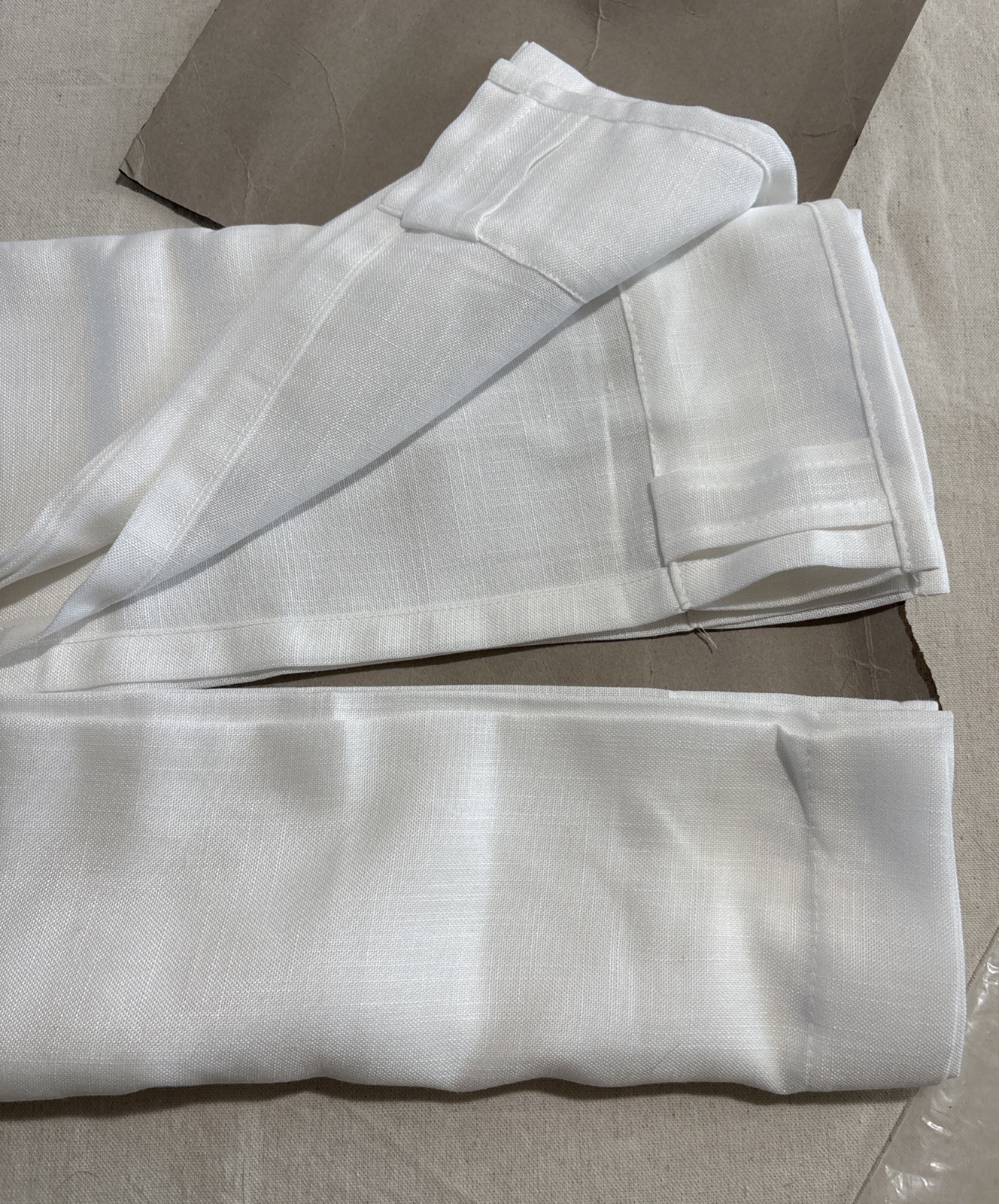 2 Panels White Curtains 92″ x52″ Back Tab Light Filtering Cotton Textu…