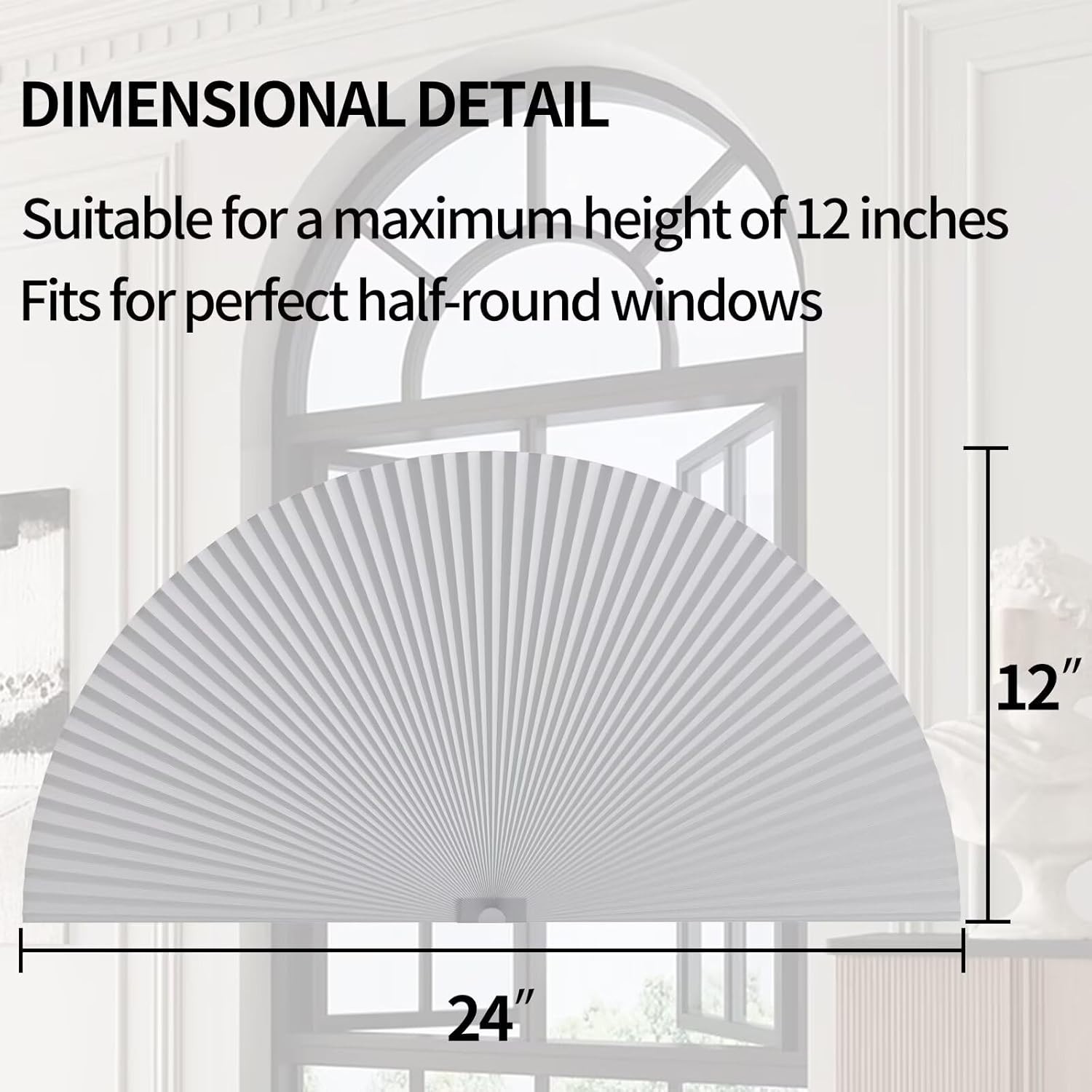 Arch Window Shades Half Circle Blackout Cellular Shades Cordless No Drill Bli…