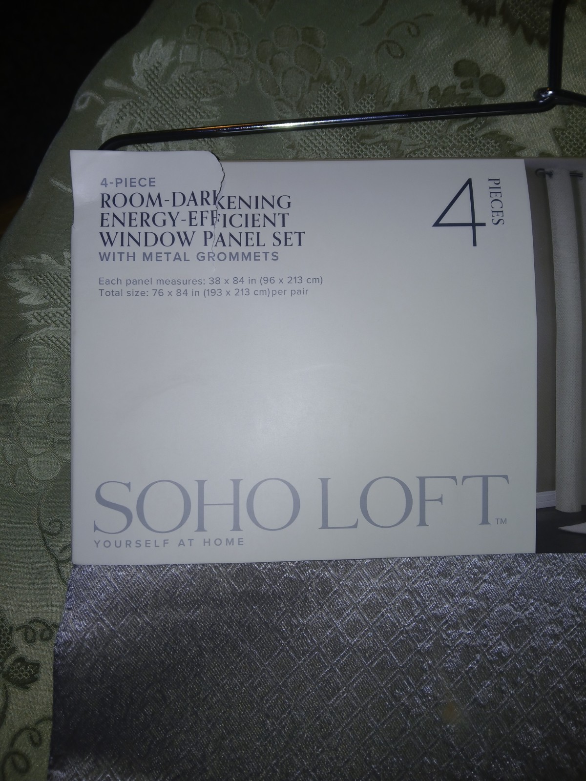 SOHO LOFT 4 Piece Room Darkening Energy Efficient Curtain Panel Set Gray 38×84