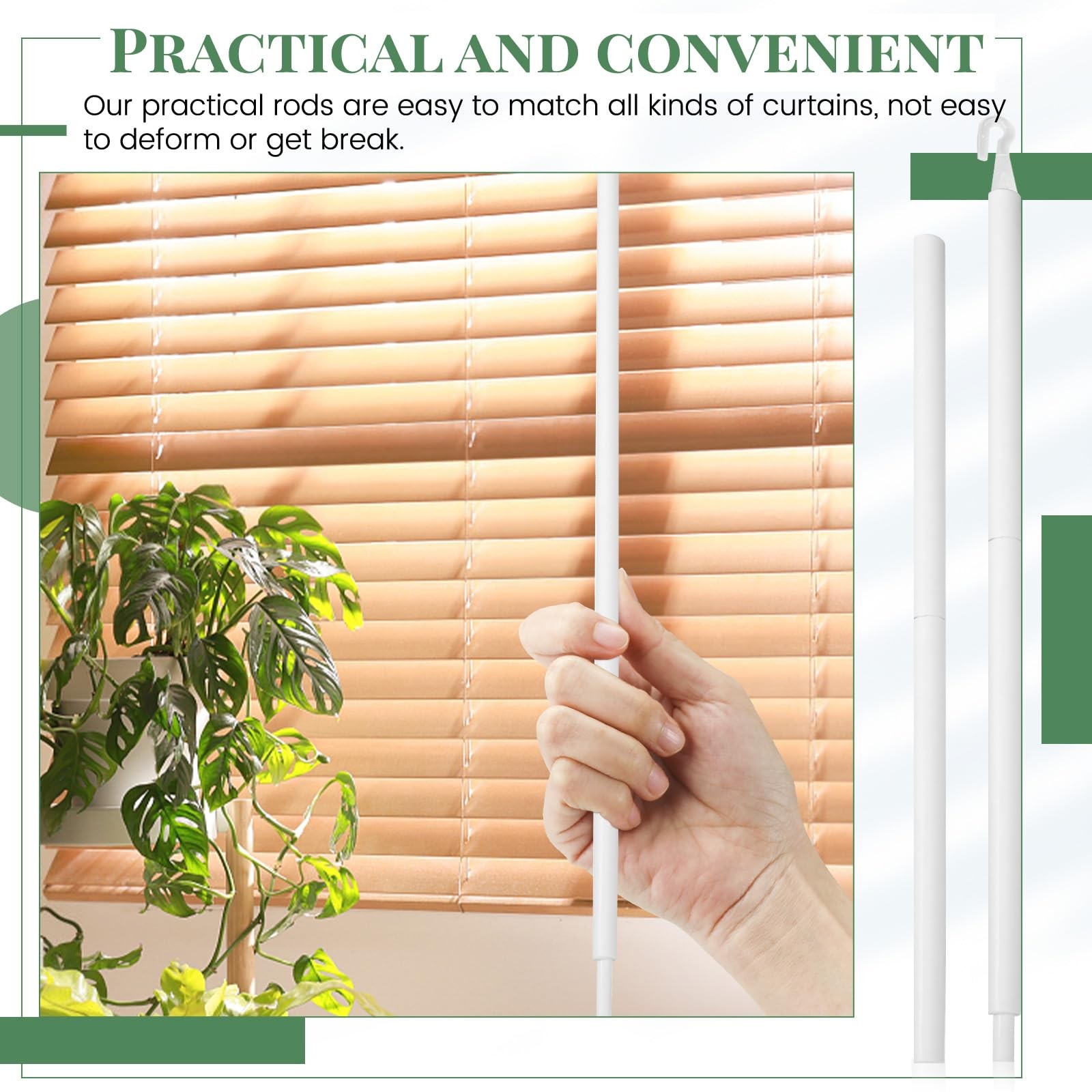 2 Sets 24Inch Blind Wand Replacement with Hook, Opener One Size, White