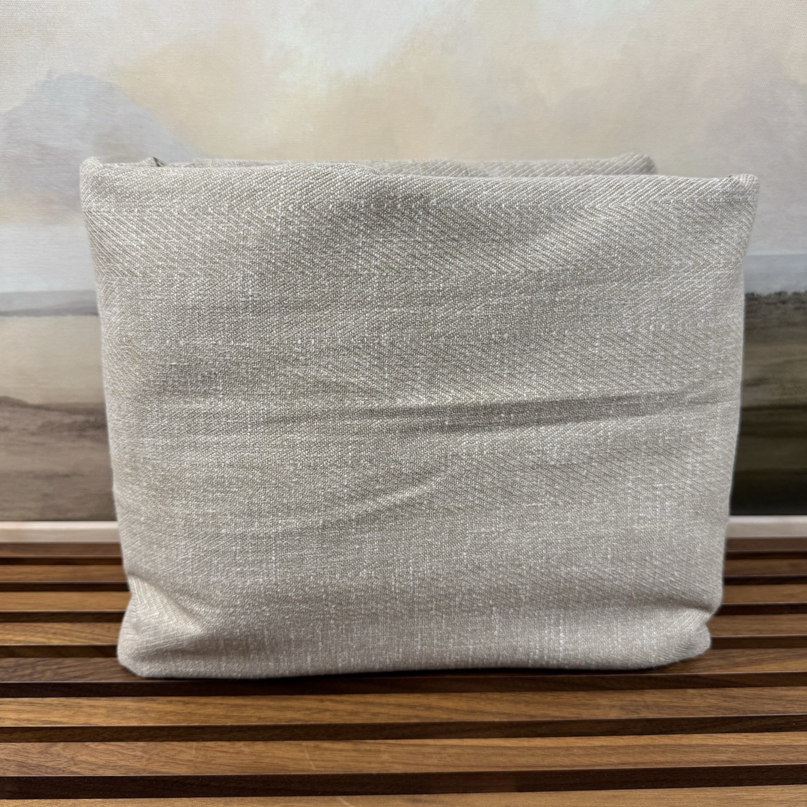 Pottery Barn (1) Herringbone Curtain Drape 50”x96” Cotton Lined Flax Multi NWOT