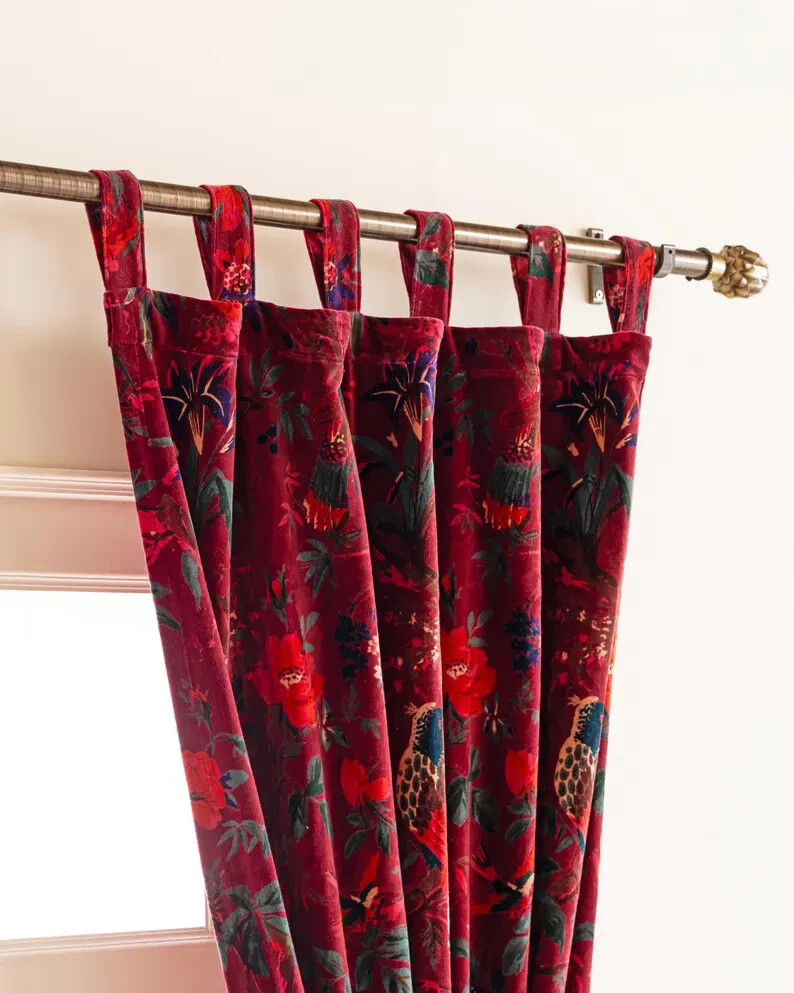 INDIAN VINTAGE COTTON VELVET CURTAIN DRAPE WINDOW DECOR HEAVY DOOR CURTAIN