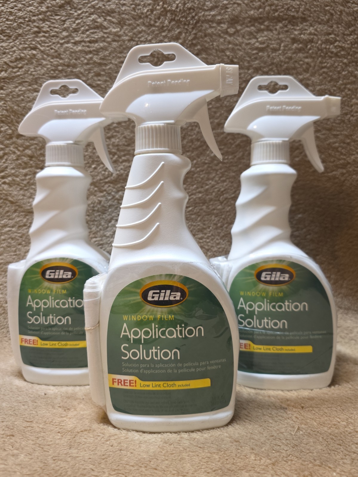 Lot of 3: Gila 16 oz Clear Indoor Window Film Application Solution