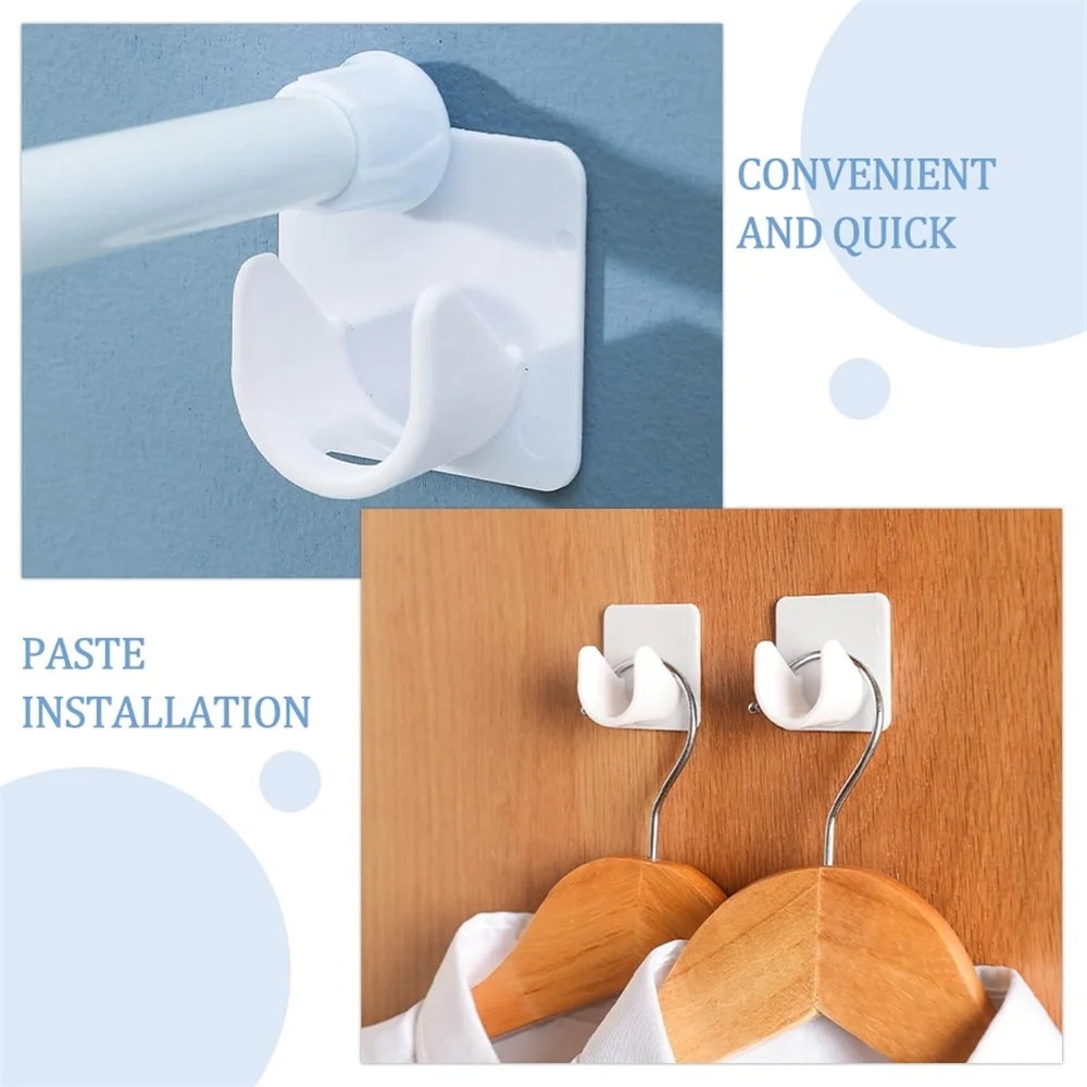 Adjustable Self Adhesive Curtain Rod Hooks for Shower Curtain Rail Holder White