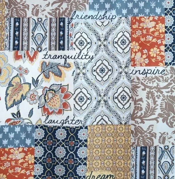 Mainstays ~ Amelia ~ Patchwork ~ Semi-Sheer ~ 3 Pc. Tier & Valance Set ~ Navy
