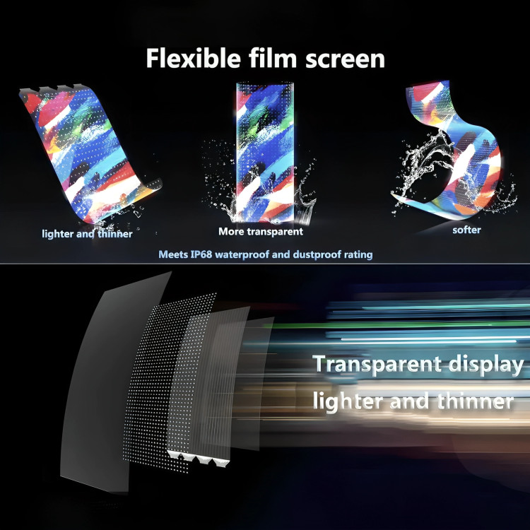 Flexible P6, P10, P16 LED Film 39.5″x10″ Transparent Digital Advertising Screen