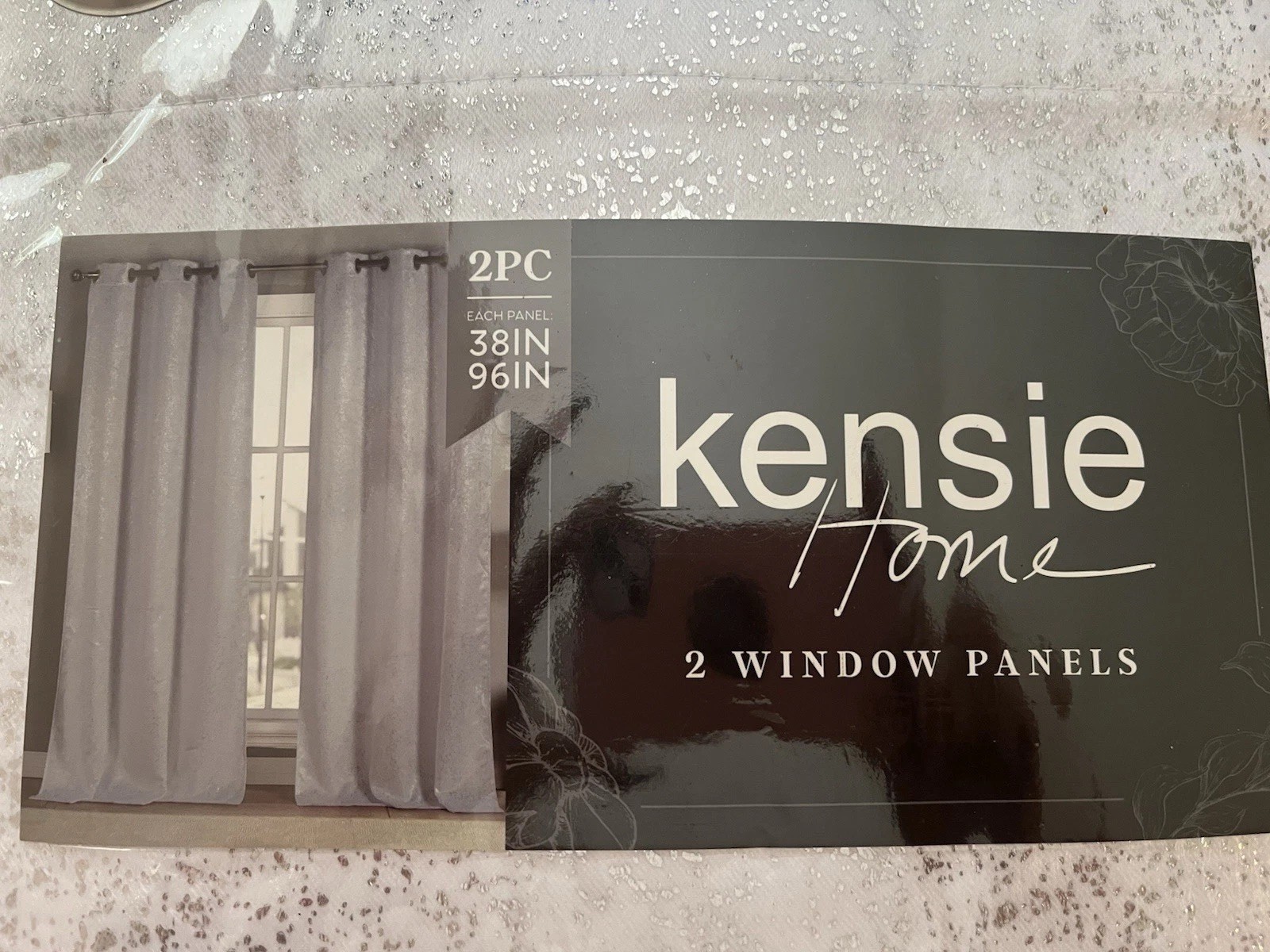 2 Packs Kenzie Home Window Panels – 2pc 38”x96” – White and Silver (4 Panels)