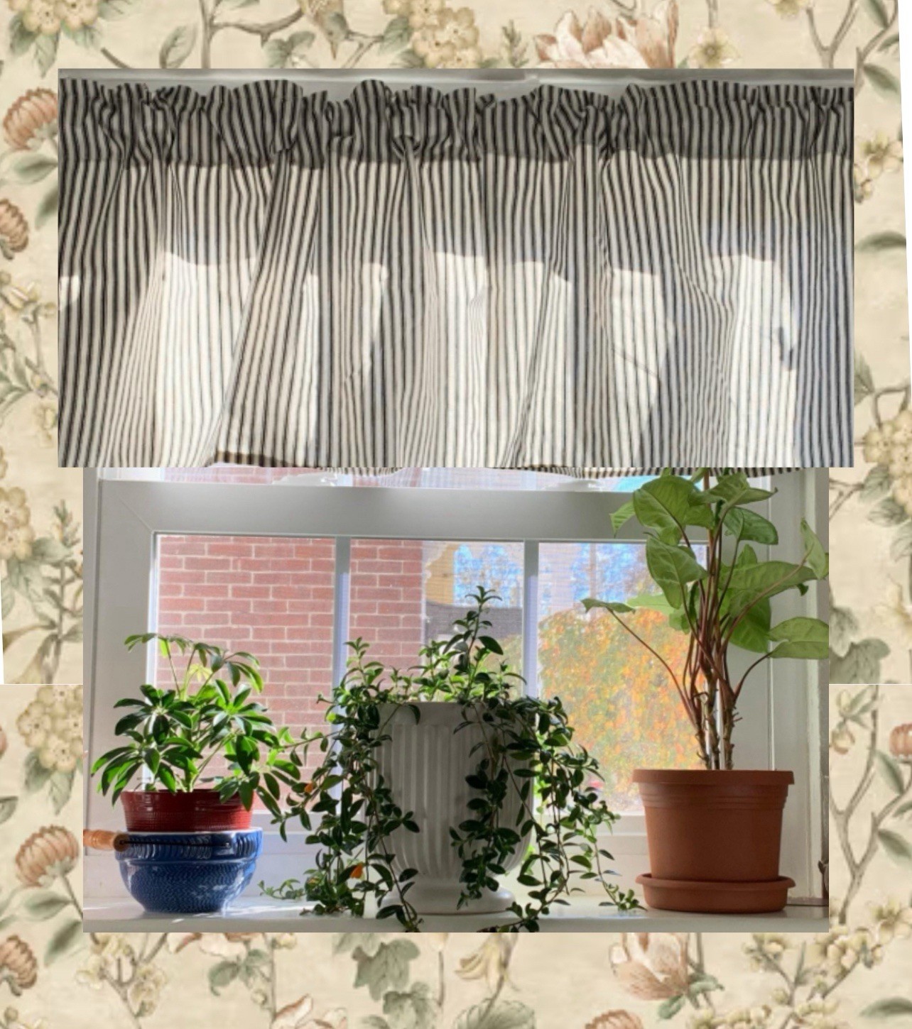 Ticking Stripes Valance, Black and Eggshell Farmhouse Decor,42″W x 14″L
