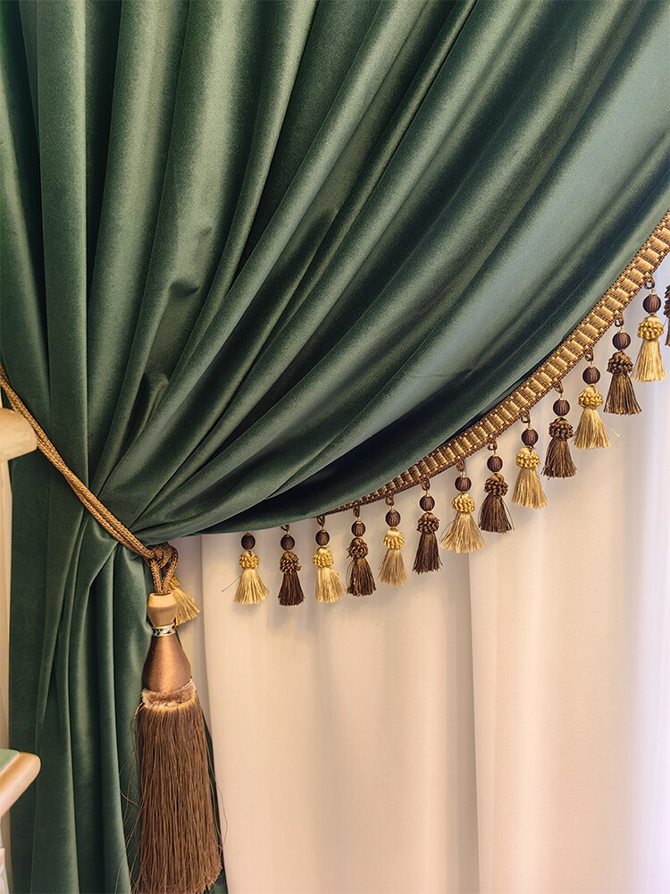 Custom Upscale dark green American velvet cloth blackout curtain drape C1878
