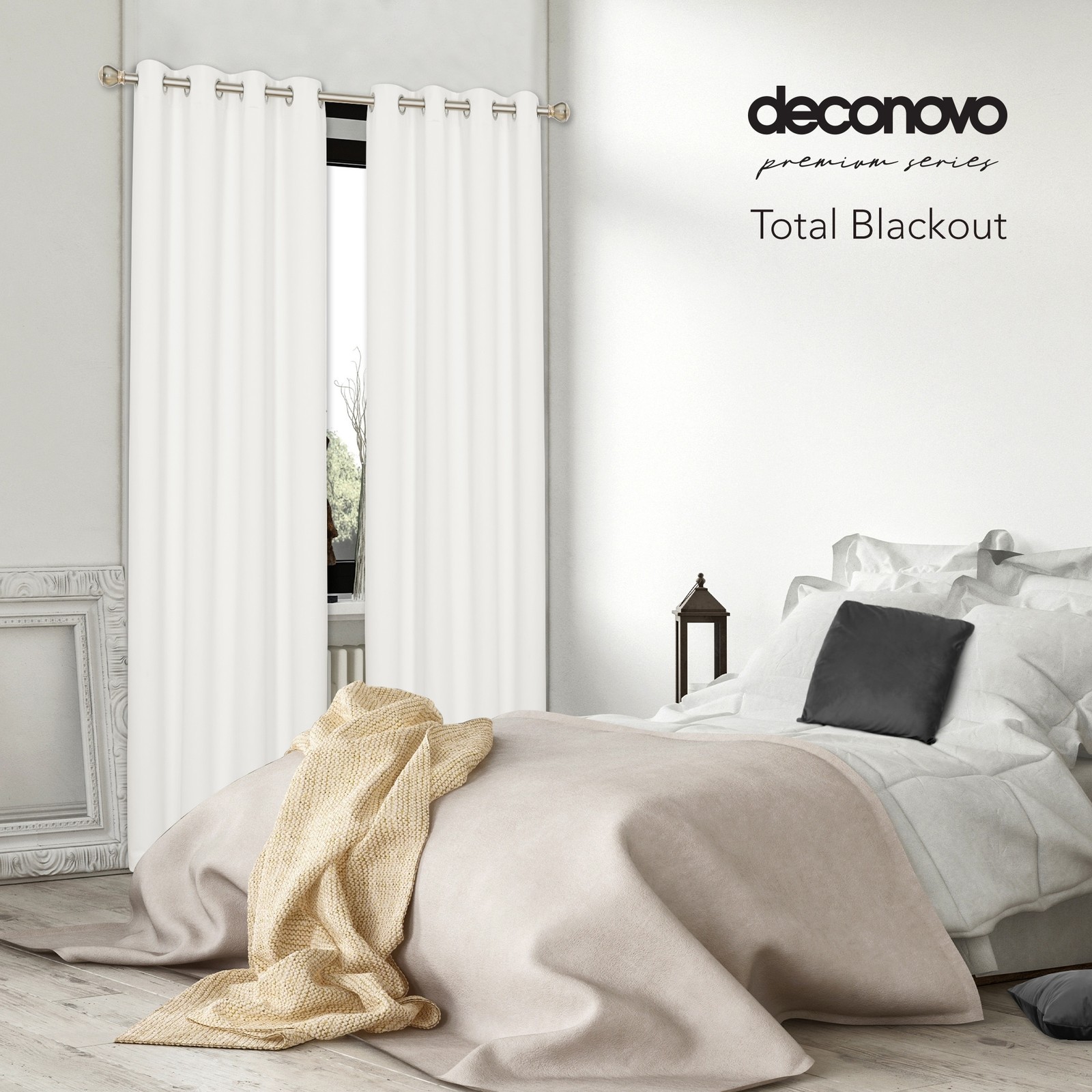 Deconovo 100% Blackout Curtains 2 Panel Set Thermal Room Darkening Grommet Black