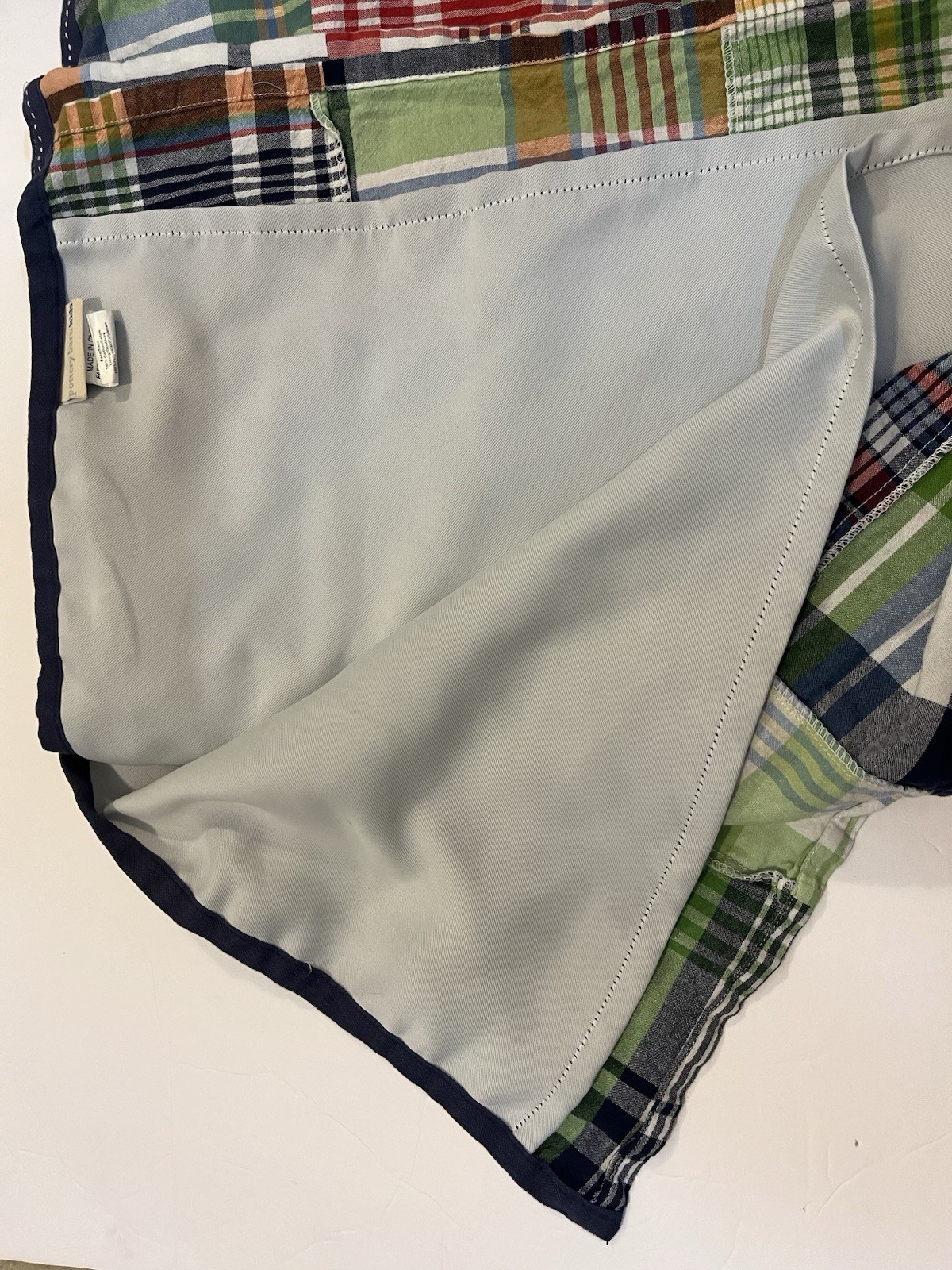Pottery Barn Kids Madras Plaid Patchwork Black Out (1) Curtain Panel – 84×44