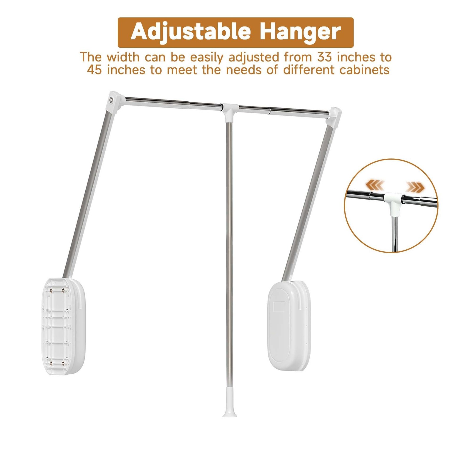 Pull Down Closet Rod Auto-return, Adjustable 33-45 inches Side Mounted Closet…