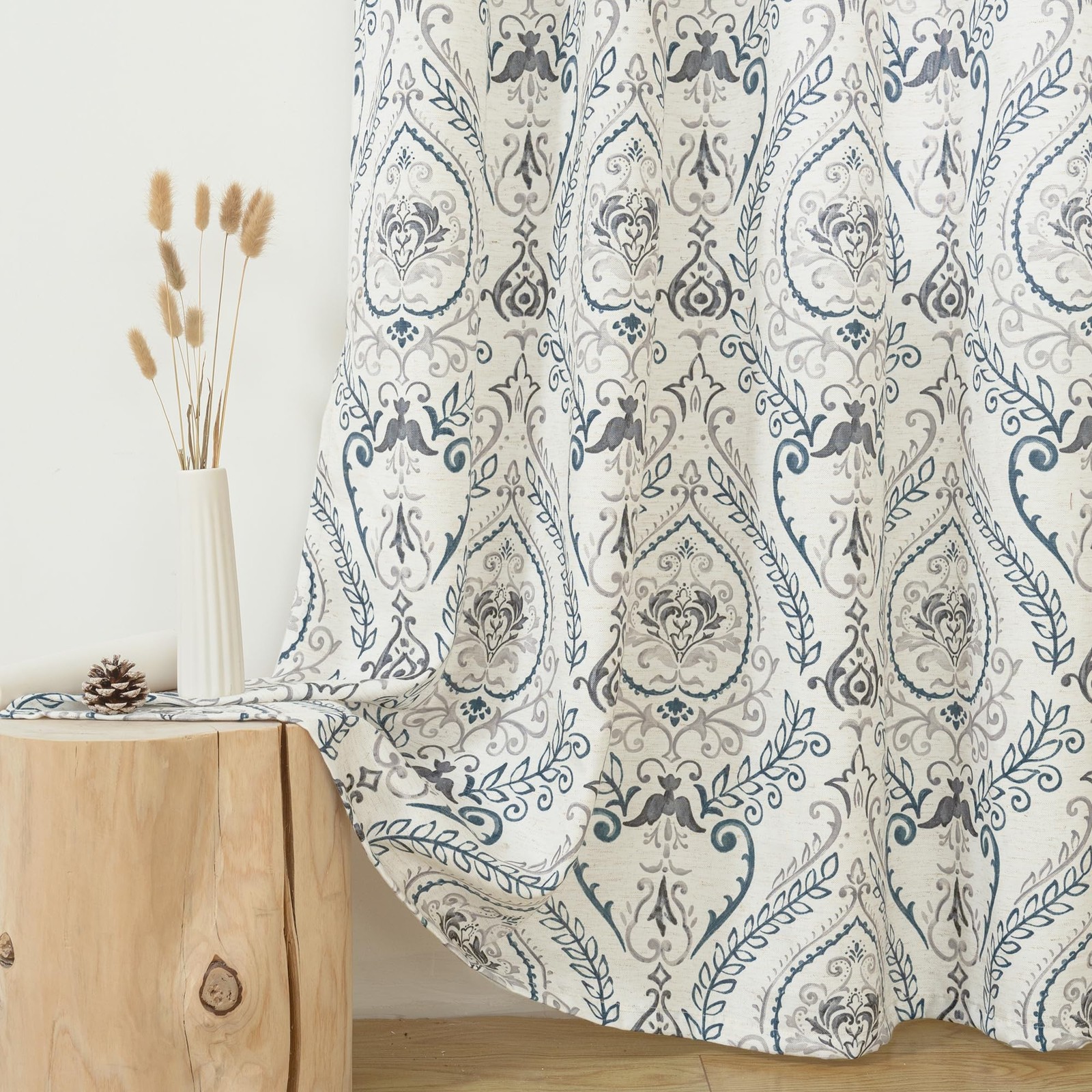 Linen Curtains 40 inch Length for Small Windows, Light Filtering Semi Sheer L…