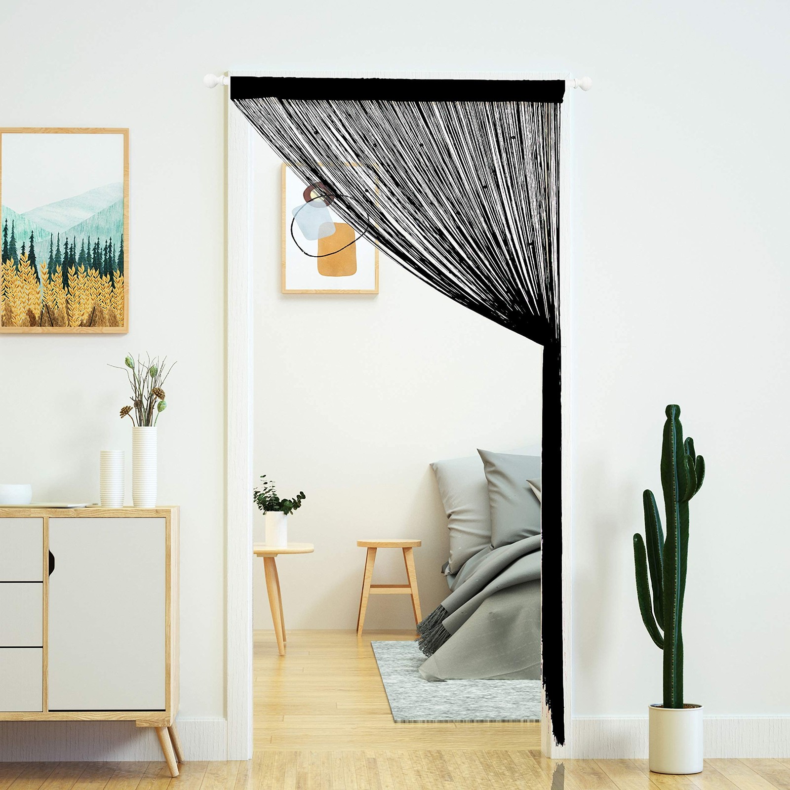 Beaded Door String Curtain for Doorway, 39″W x 79″L, Black, 1 Panel