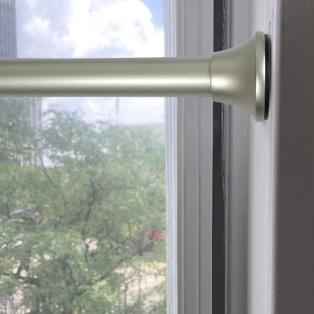 Adjustable Tension Curtain Rod Silver Finish 30 to 52 Inches Window Treatment No