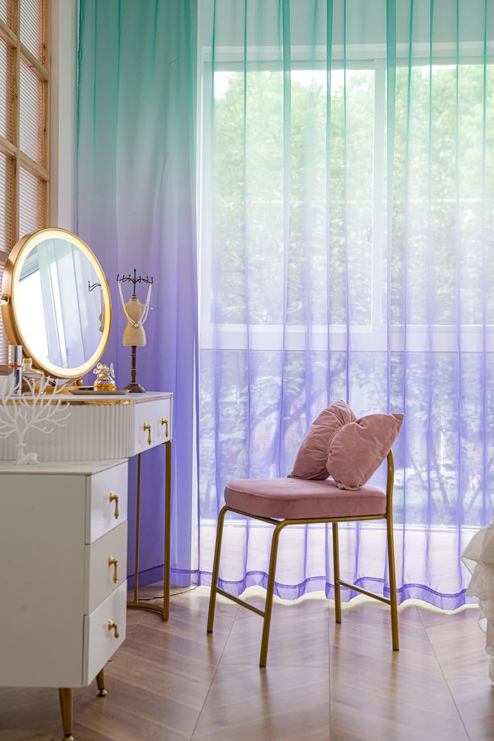 Windows Gradient Color Sheer Curtains 84 Inches Length 2 Panels Sheer Curtain Pa