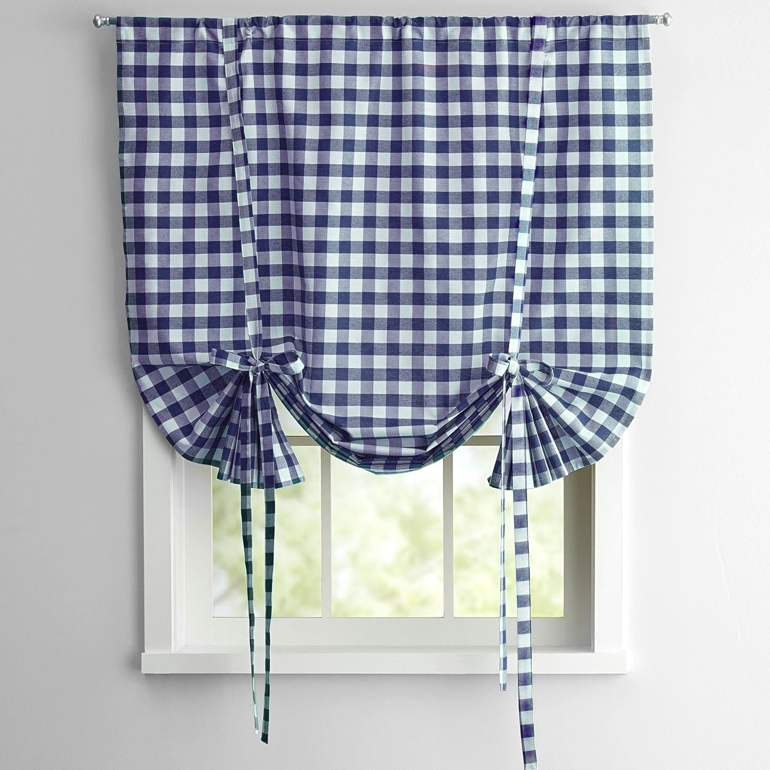 Navy Kitchen Window Curtain Shades, 63″ Panel Treatment (24-Pack)