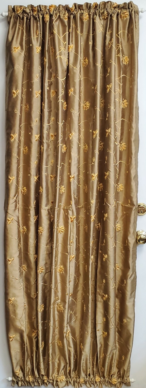 French Door curtain Olive embroidered 54″ wide 72″ length sash Free shipping
