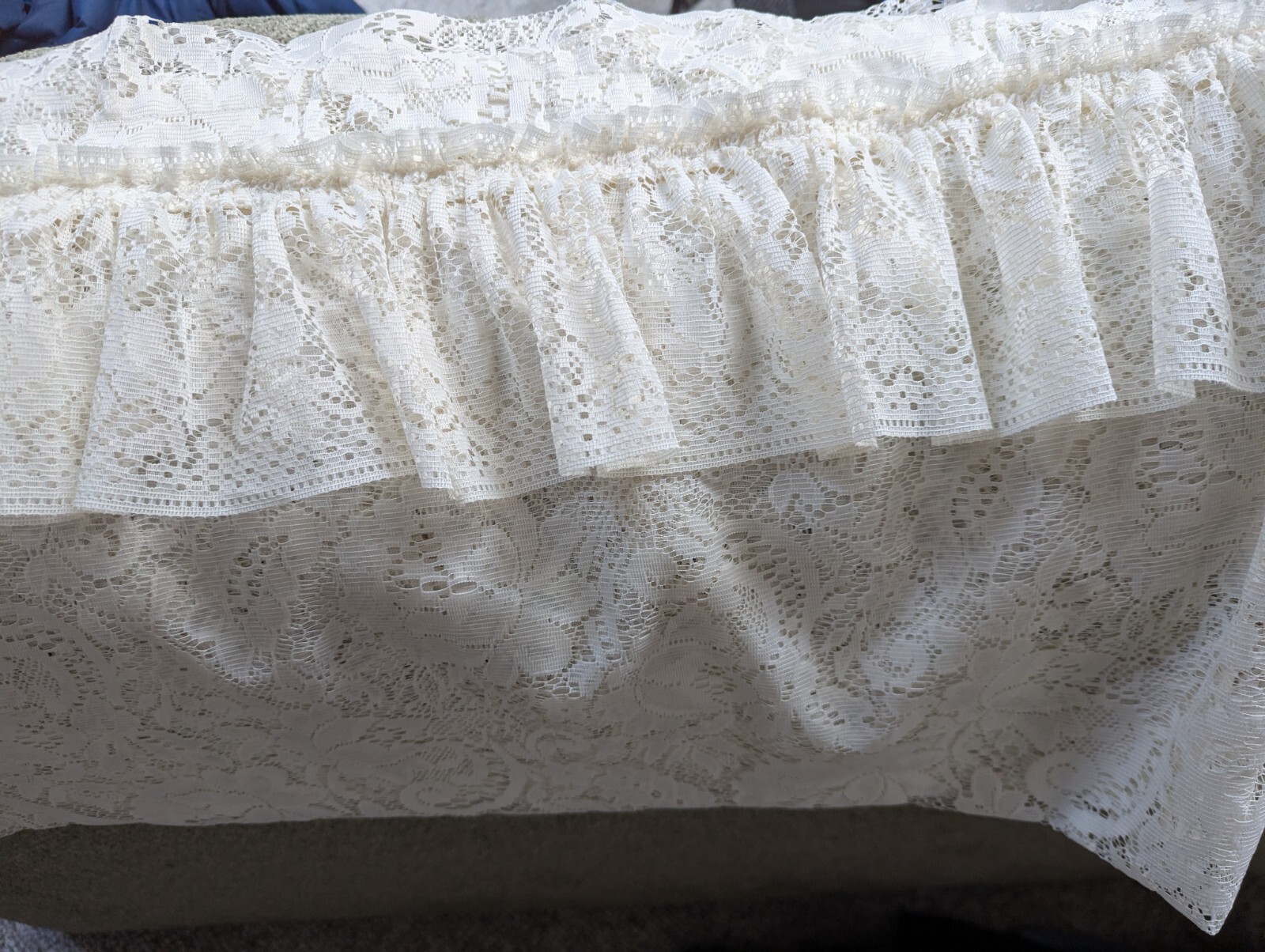 Vintage Lace Country Farmhouse Valance 68 In + Long Ivory