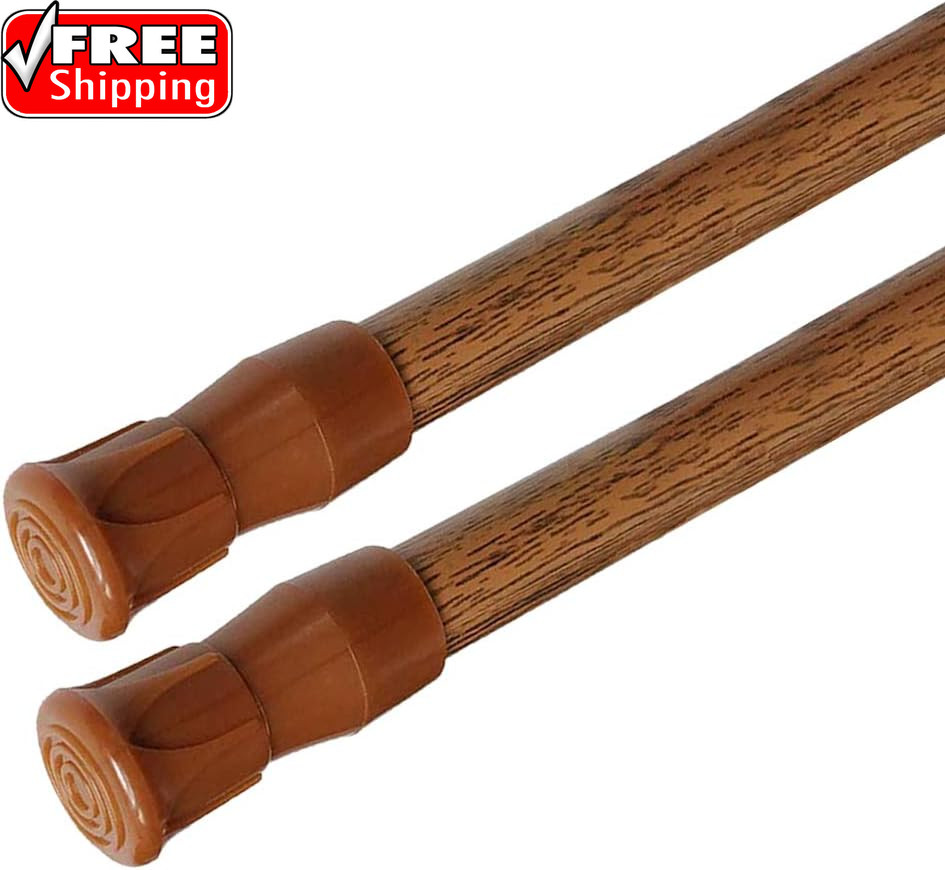 Spring Tension Curtain Rods Short Tension Rod (Wood, 16″ to 28″-2Pcs, Optimum Sc