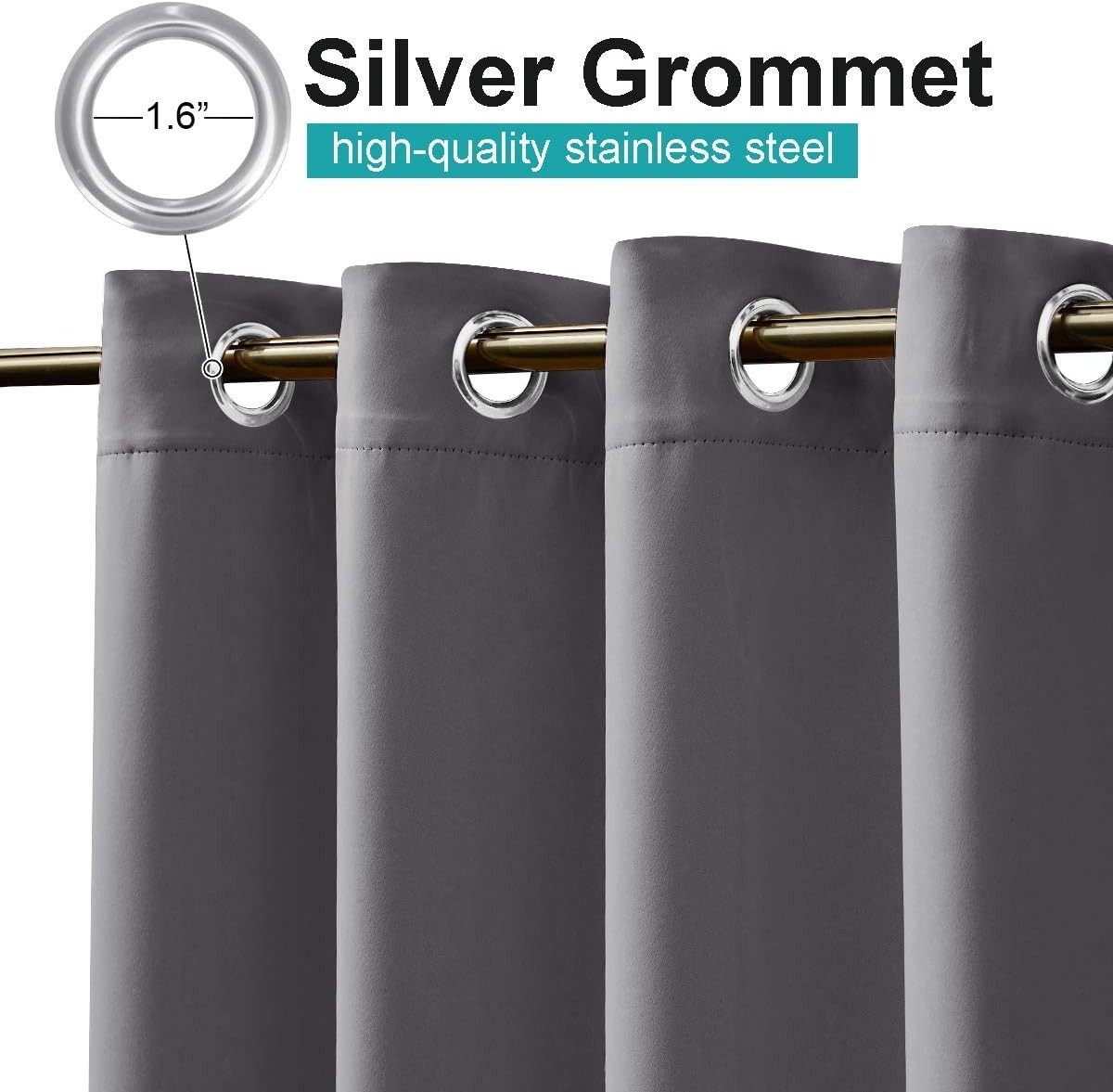 Fade Resistant Waterproof Outdoor Curtains – 2 Panels, UV Protection, Grey 52×96