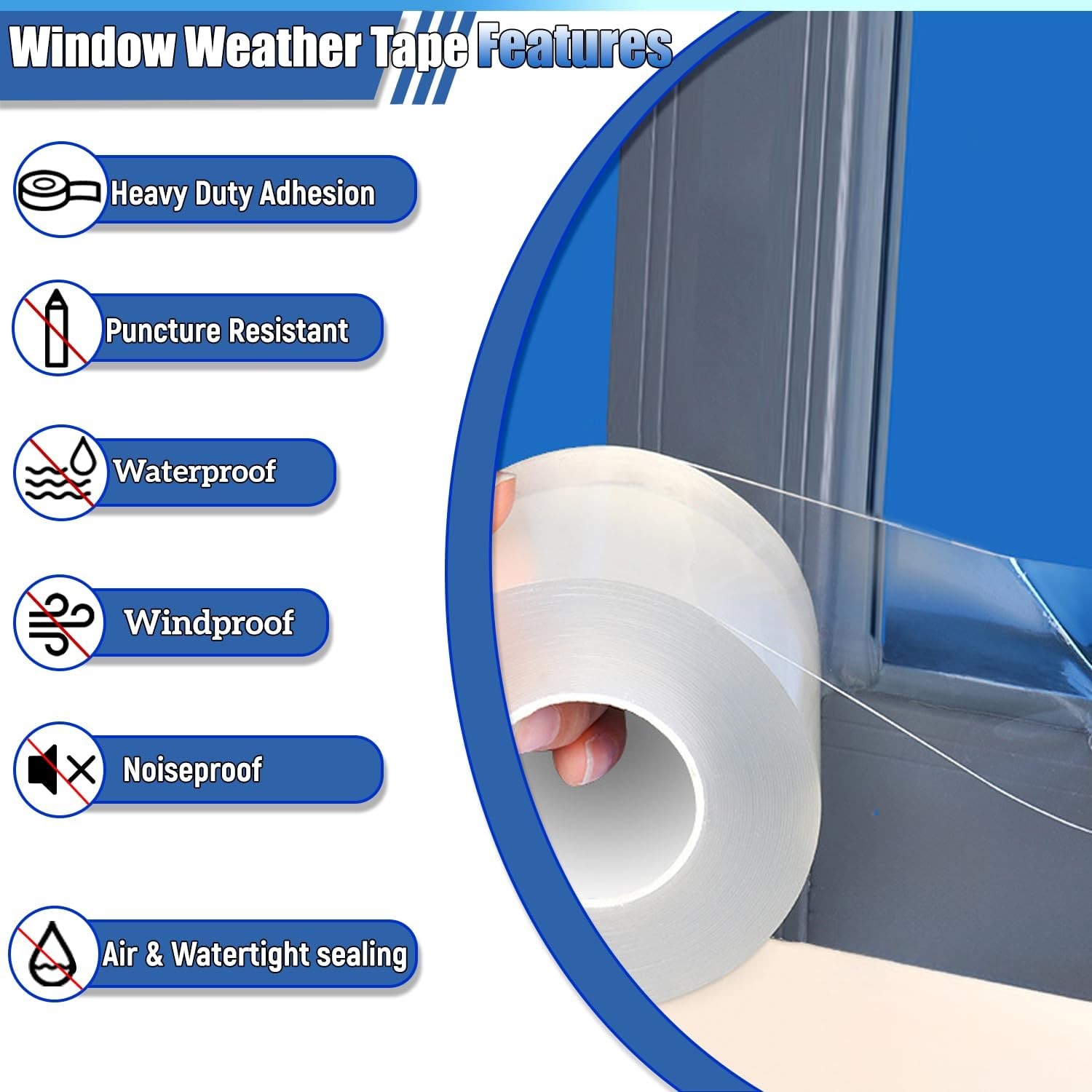 3× Cold Block Window Weather Sealing Tape Clear Insulation Caulk Doors Windows