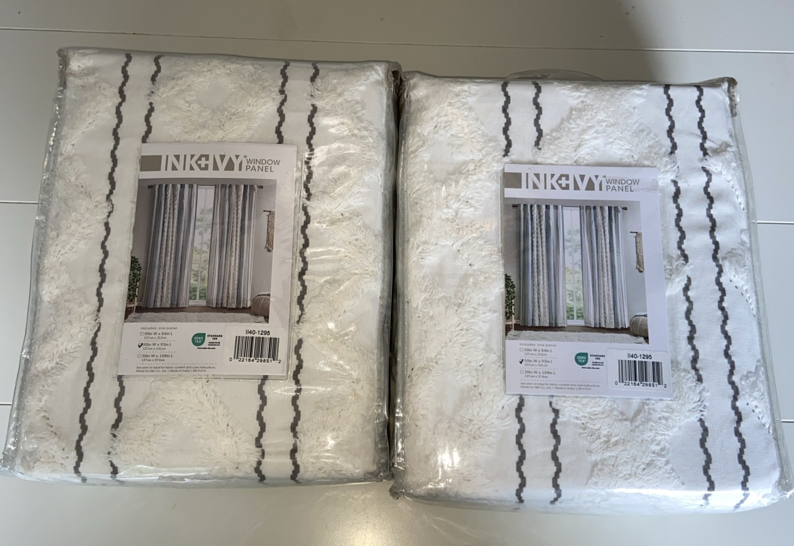 Pair INK+IVY Imani 100% Cotton Window Panel Curtains Chenille 50″ X 95” New