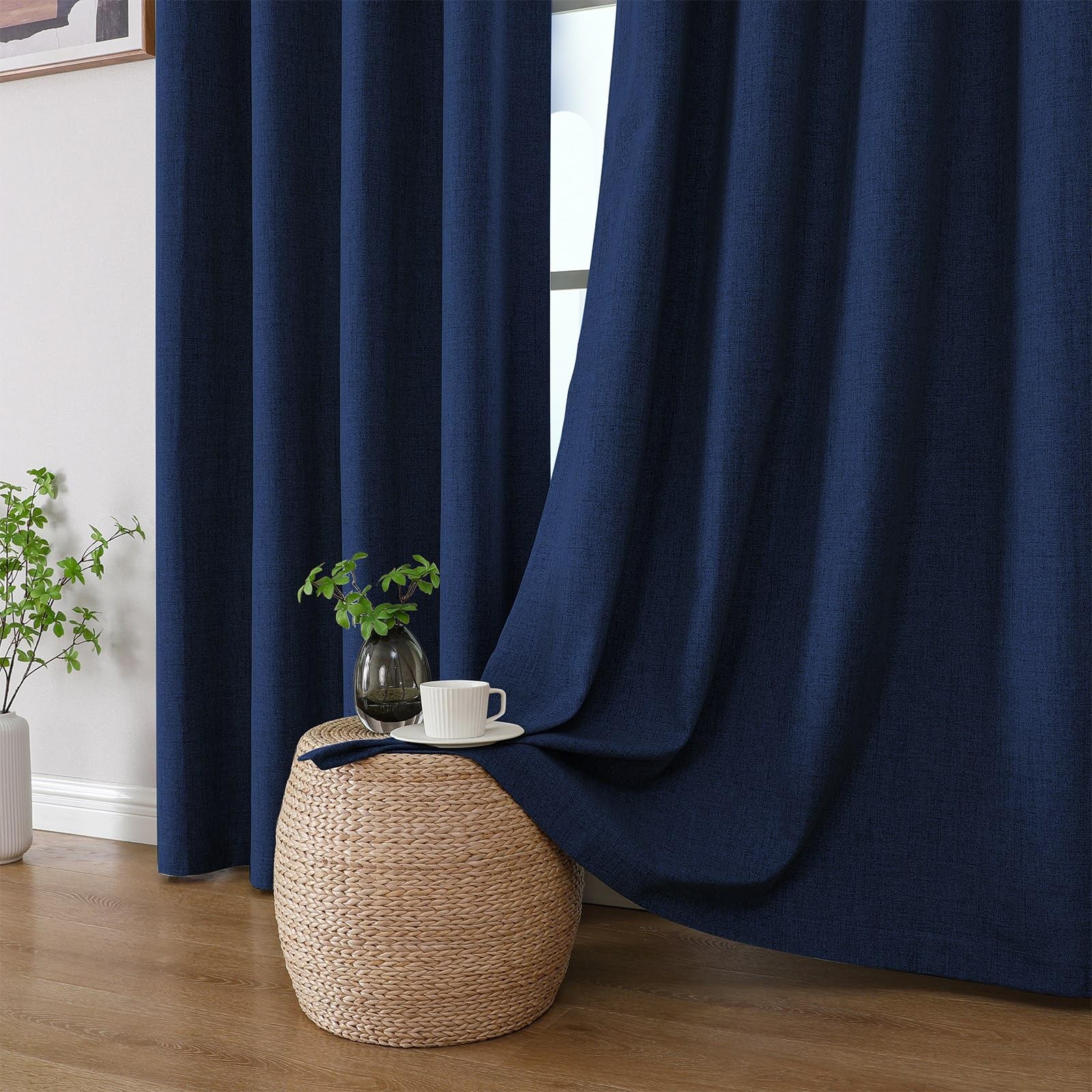 Cucraf 100 Blackout Curtains 96 Inches Length 2 Panels Set Room Darkening Linen