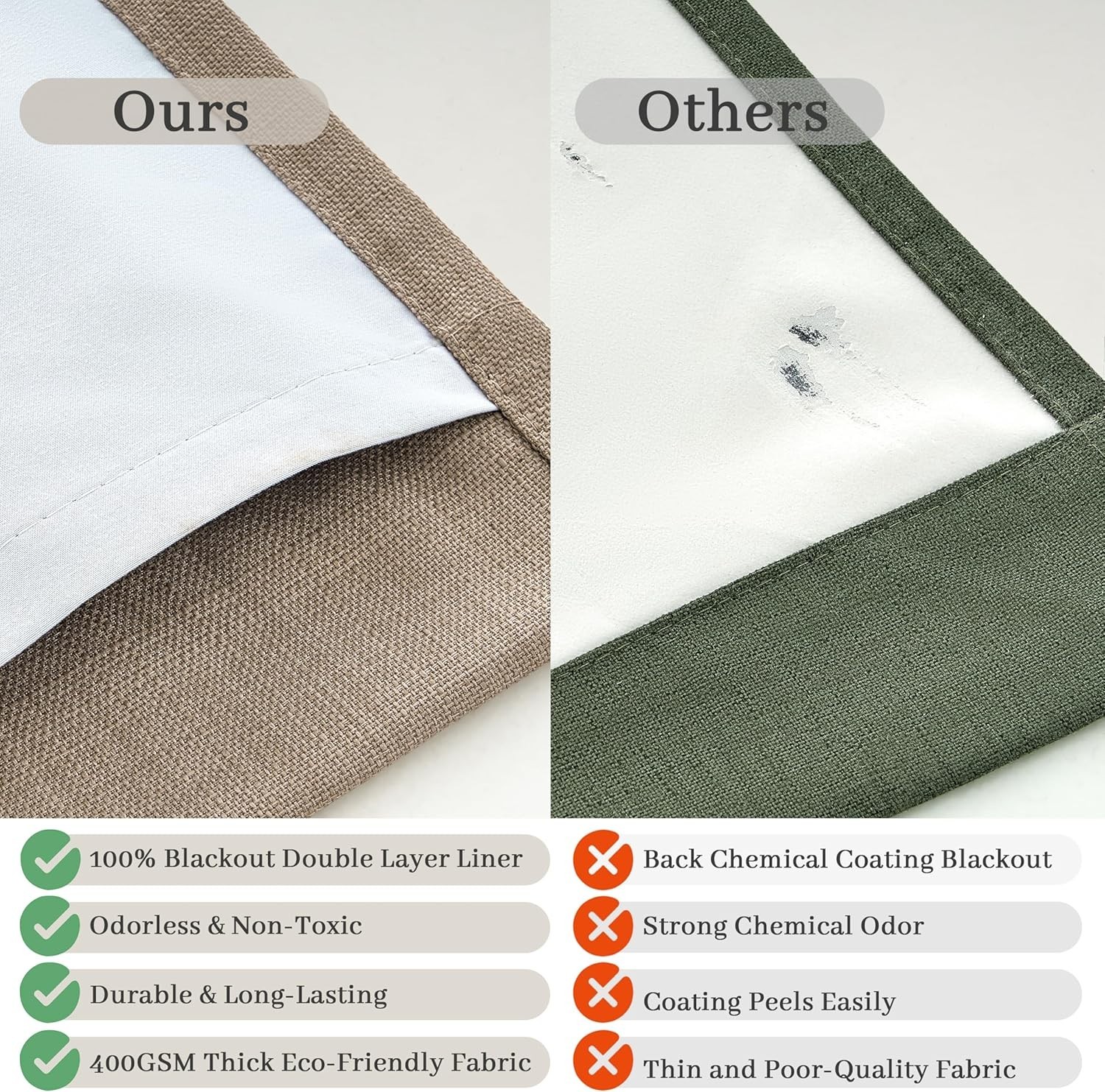 40 x 102 2 Panels PleatedDrapes Linen Pinch Pleated Thick Blackout Curtains C241