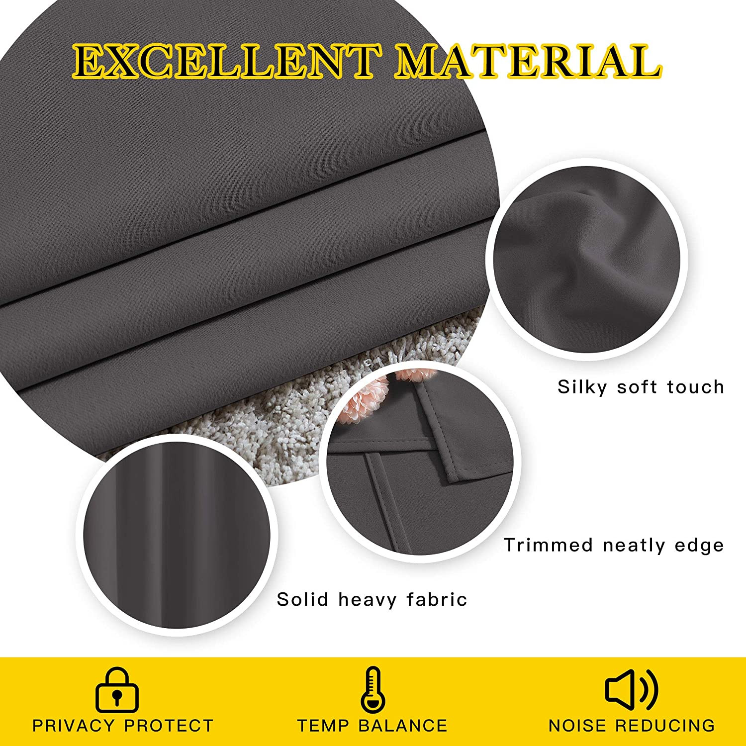 NICETOWN Gray Blackout Curtains for Bedroom 84 Inches Long – Thermal Drapes Grom