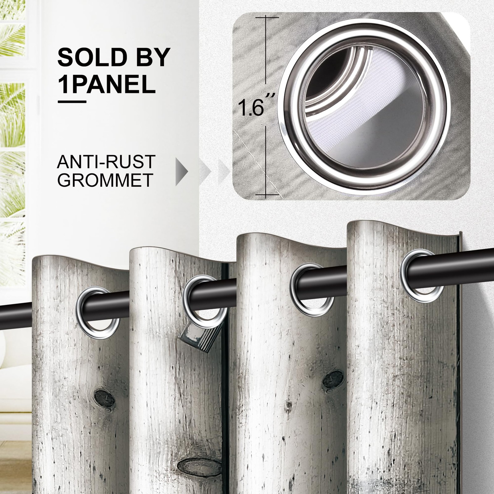 Barn Door Curtains for Doorways – Rustic Farmhouse Privacy Curtain with Gromm…