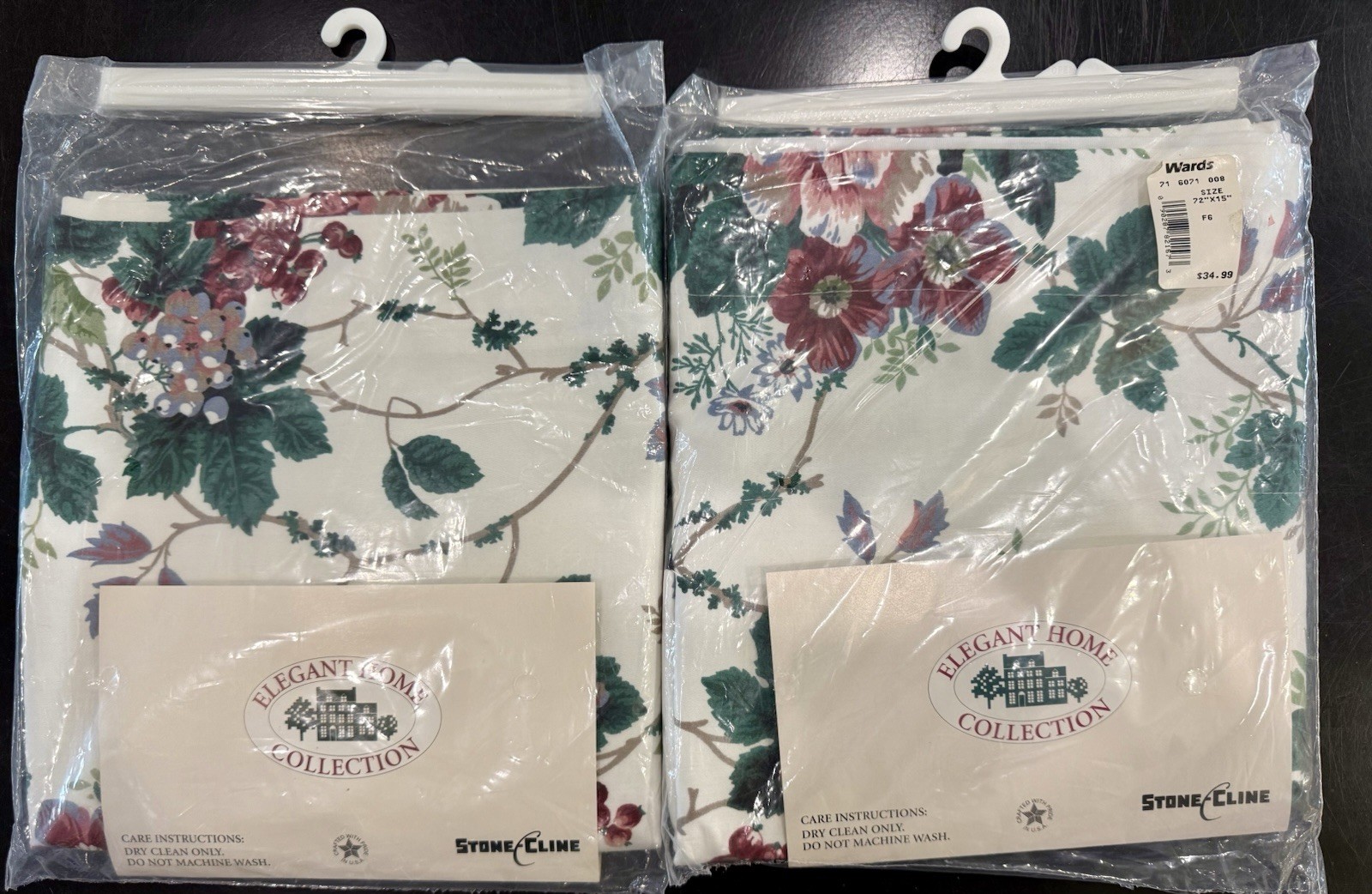 Montgomery Wards Pouffe Valances Grapes Ivy Roses Lined Set of TWO