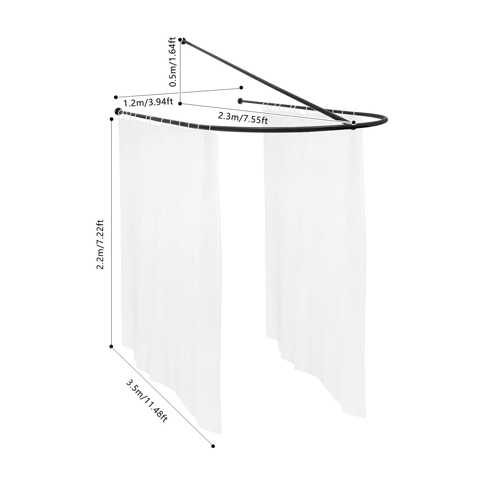 Beauty Salon Partition Curtain Divider w/ Curtain U-Shaped Room Partition Rod