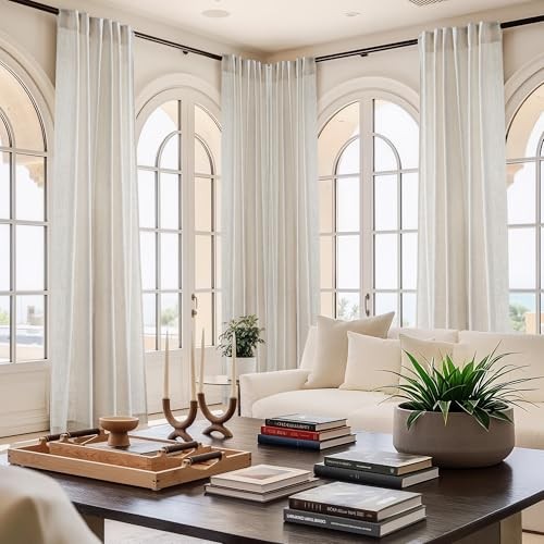 Curtains 96 inch Long 2 Panels Set, 55″ Wide 55″W x 96″L (Pack of 2) Linen