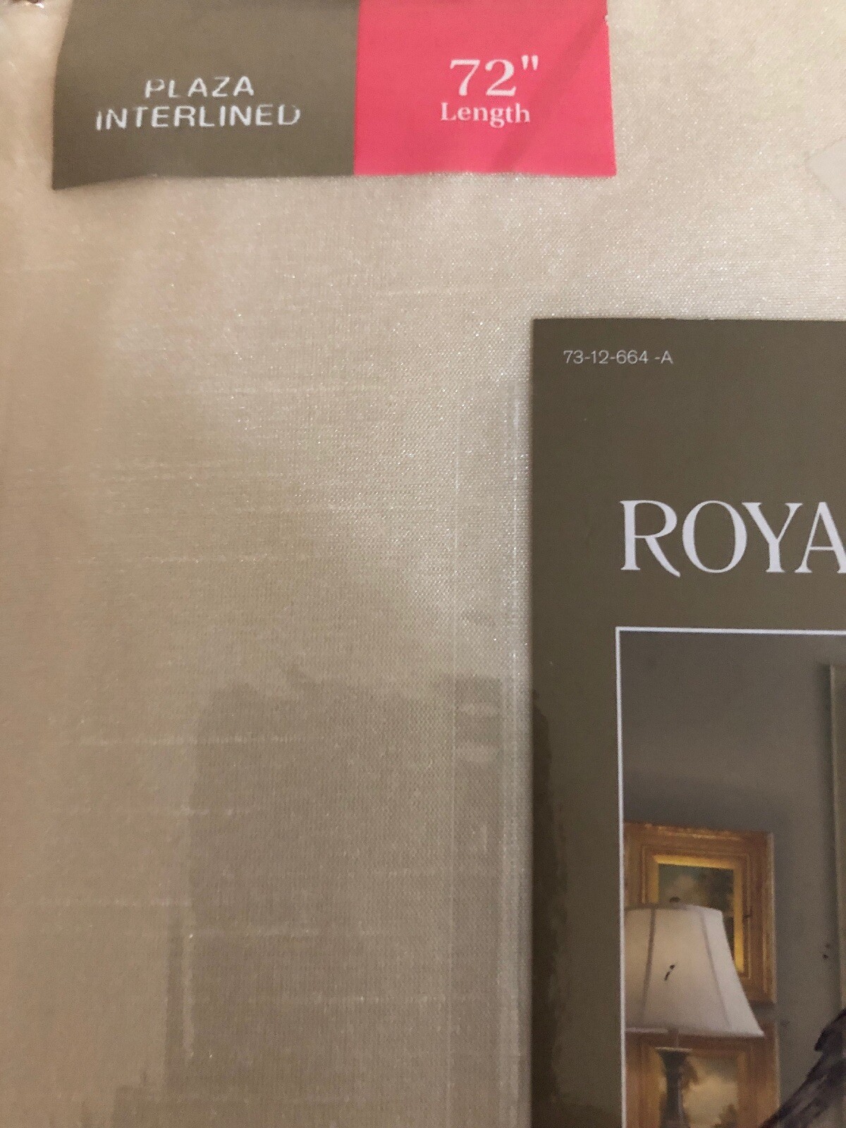 NEW Royal Velvet Sidelight Panel Plaza Interlined Ivory Beige 24″x 72” MSRP $50