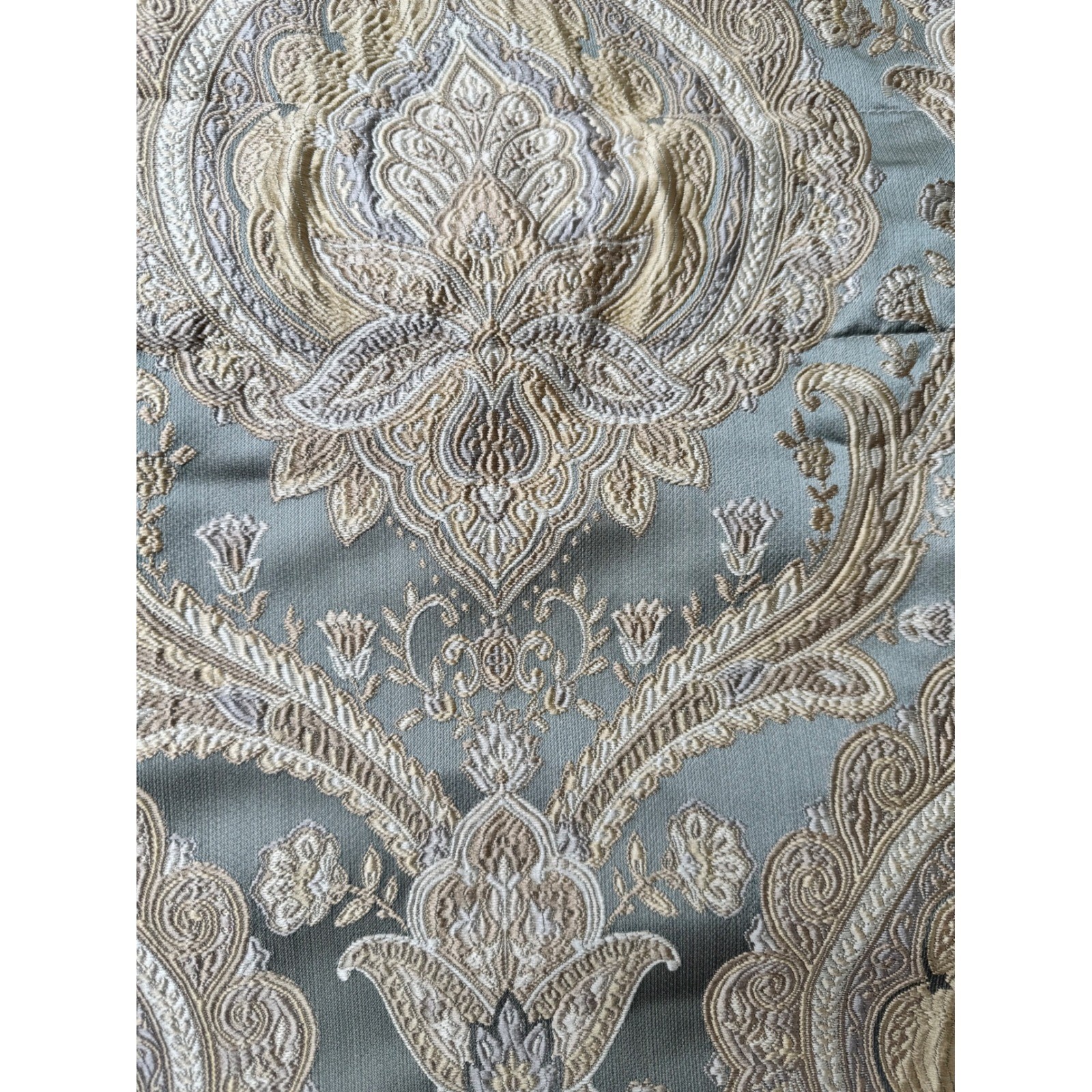 Rose Tree Norwich Medallion Set 5 Blue Gold Damask Paisley Lined Valances Luxury