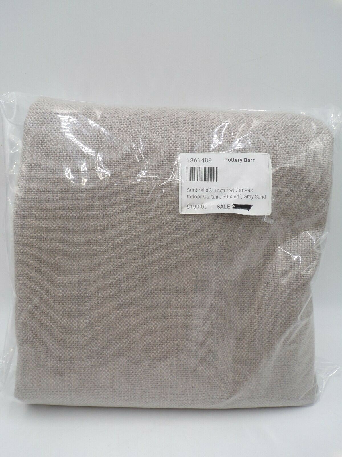 Pottery Barn Sunbrella Textured Canvas Cotton Lined Drape Gray Sand 50x 84 #P484