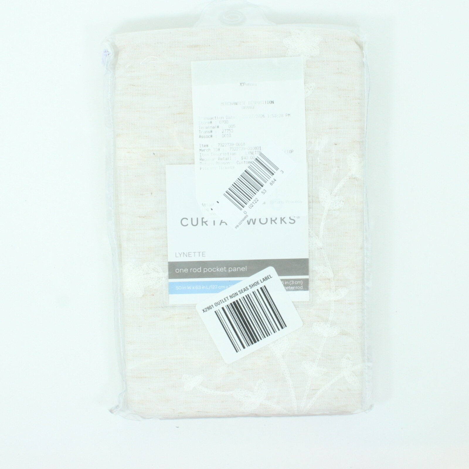 CHF Lynette Rod Pocket Light Filtering Pleated Drape Panel 50×63 Linen
