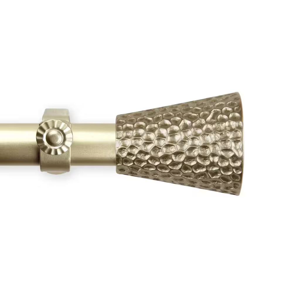 66 In. – 120 In. Adjustable Single Curtain Rod 1 In. Dia in Gold with Henley Fin