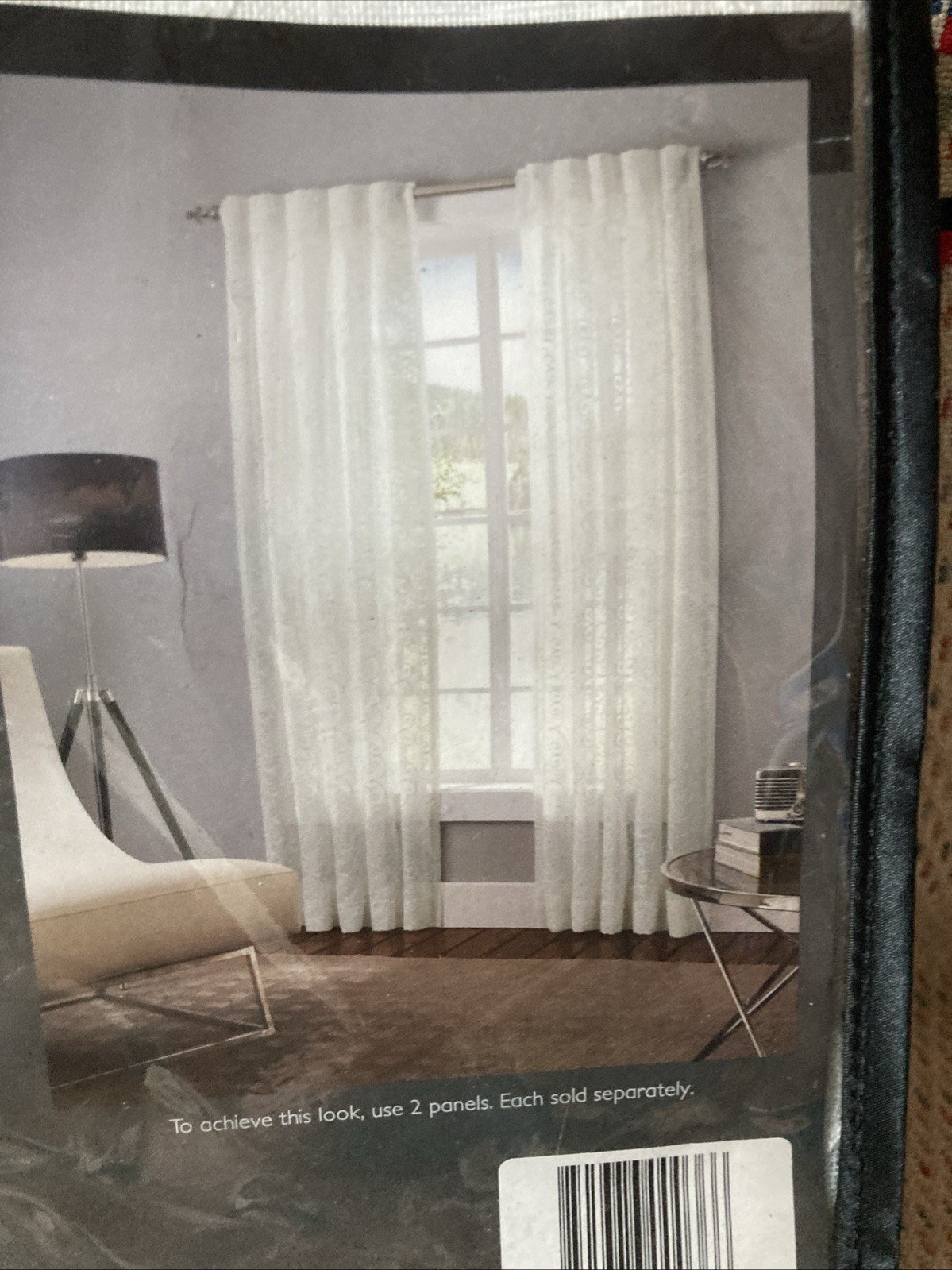 Designer Select Claudia Sheer Linen Gauze Embroidered Curtain Panel 95” Lot 2