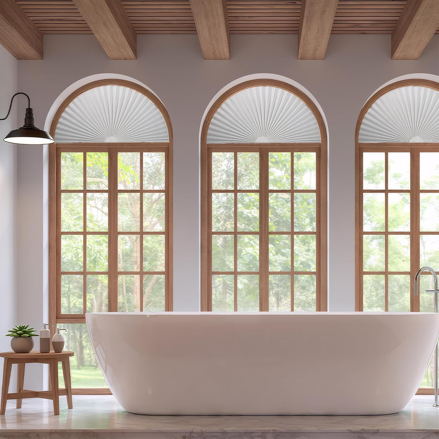 2 PCS Half Circle Window Shade, Arch Window Shade, Radius 17.7 Inches, Blackout