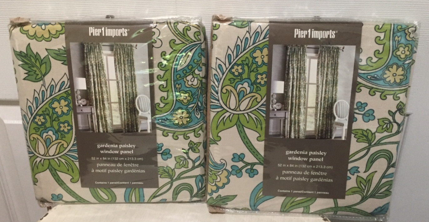 Pier One Imports Gardenia Paisley Curtains NIP 50 by 84 inches Pair 2 Panels