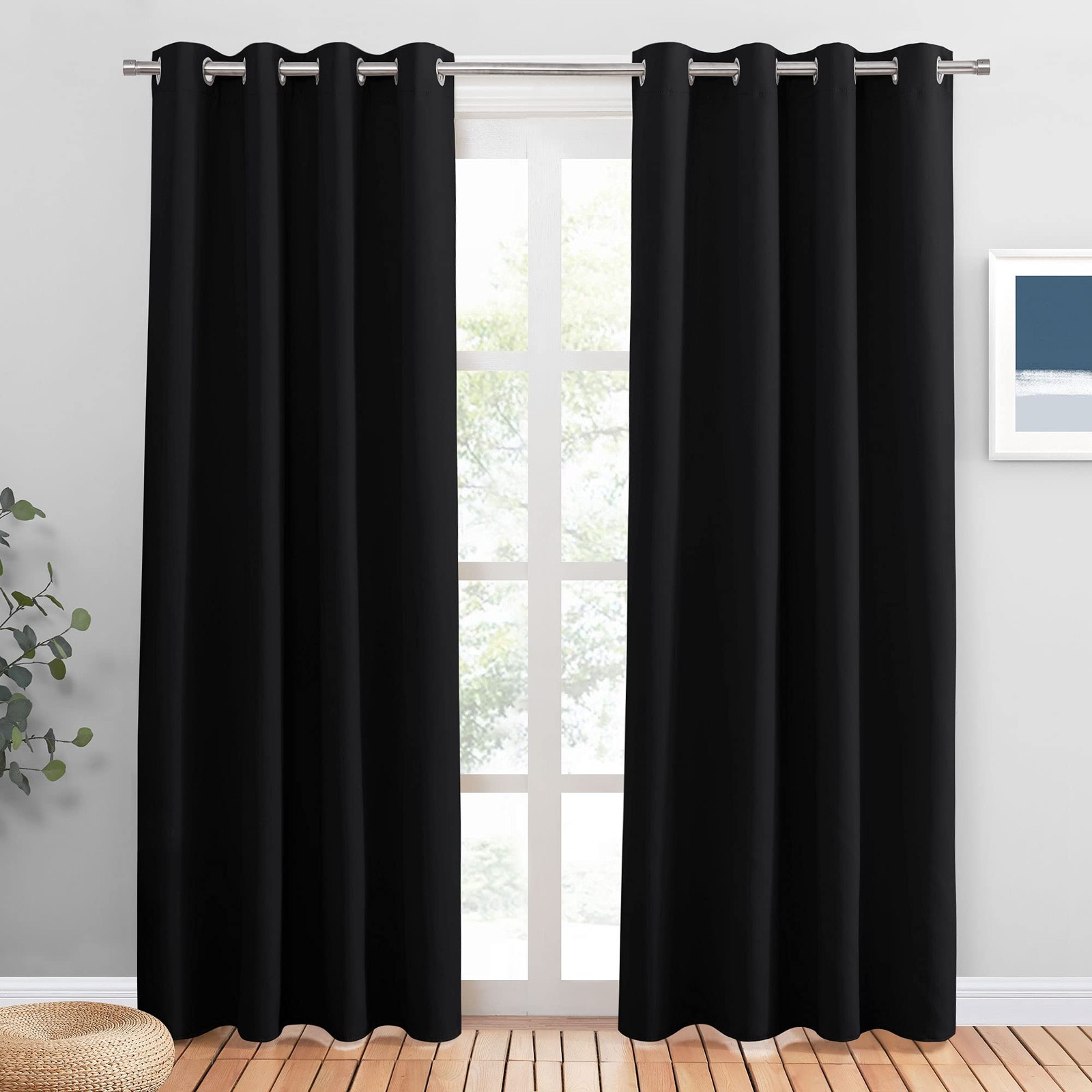 Darkening Eyelet Curtains Drapes Set of 2 H 210 x W 132 cm Bedroom Ga…