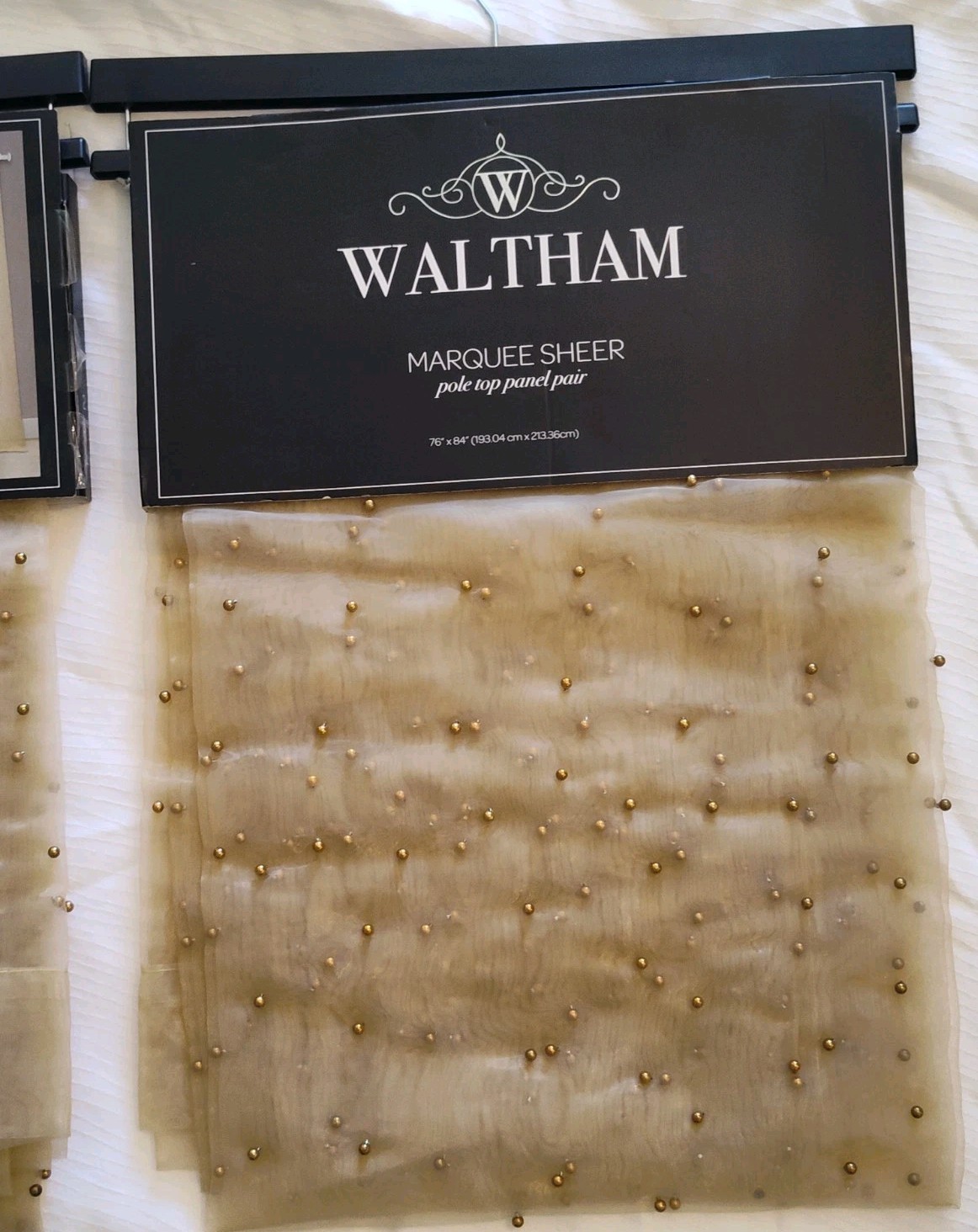 4pn New Tonal Gold Beaded Sheers Drapes Laura Ashley/ Waltham Marquee 76×84″