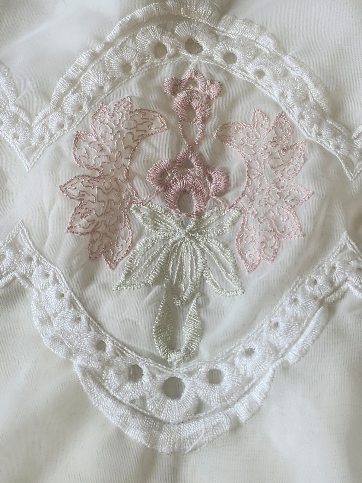 Set Sheer Polyester Machine Embroidered Curtains Flower Pattern Pink Pretty!…