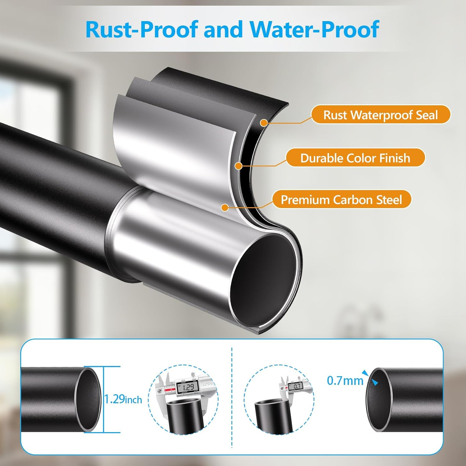 Tension Curtain Rods No Drilling, Extra Long Tension Rod 41-139 Inch, Heavy Duty
