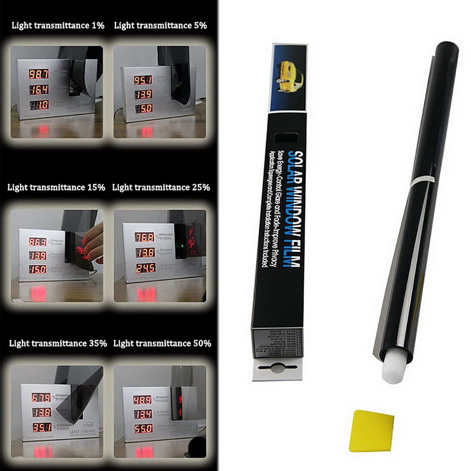 600CM Uncut Roll Window Tint Film 5% 15% 25% 35% VLT Feet Car Home Office Glass