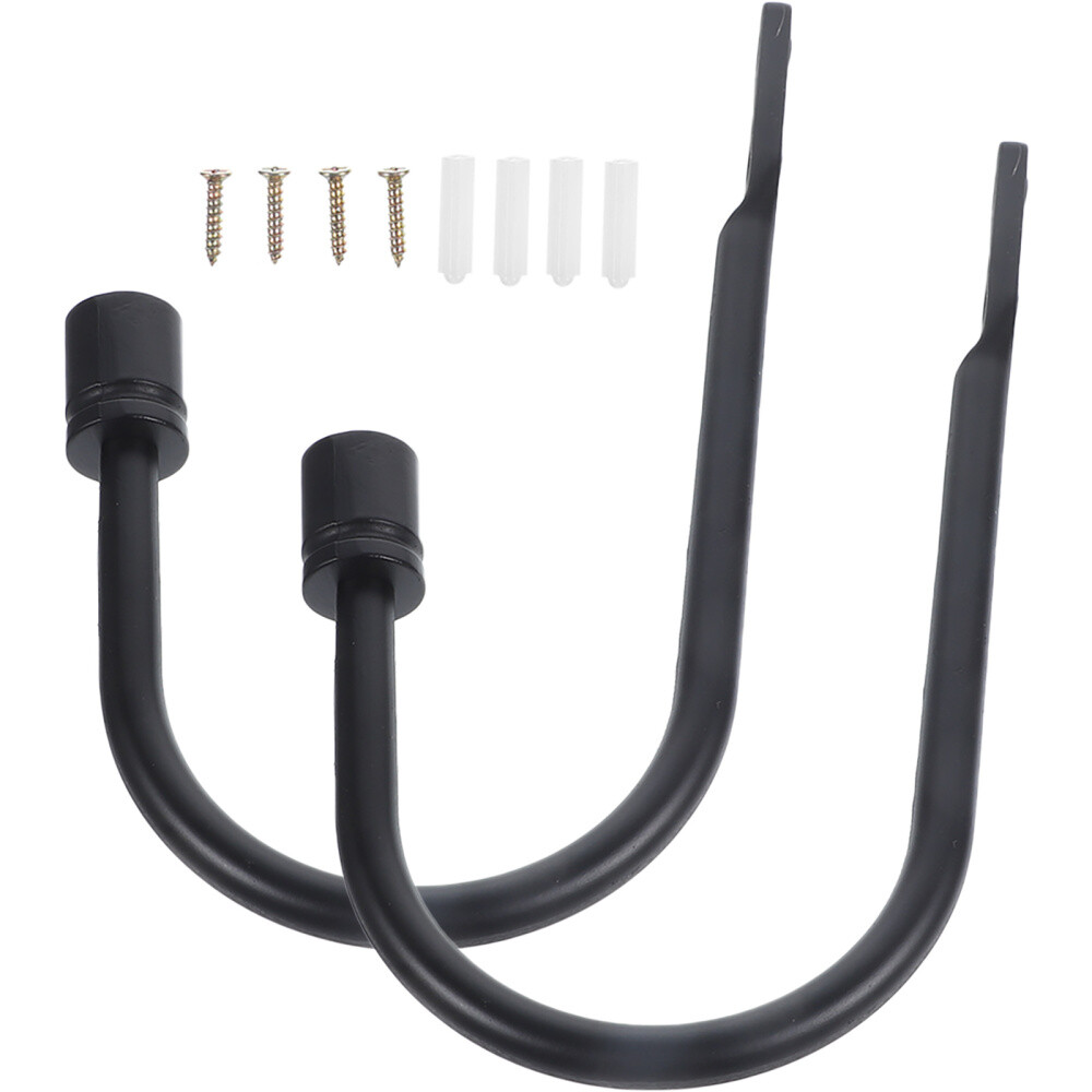 2PCS U Shaped Curtain Holdbacks Hook Wall Mount Metal Decor Decorate Black